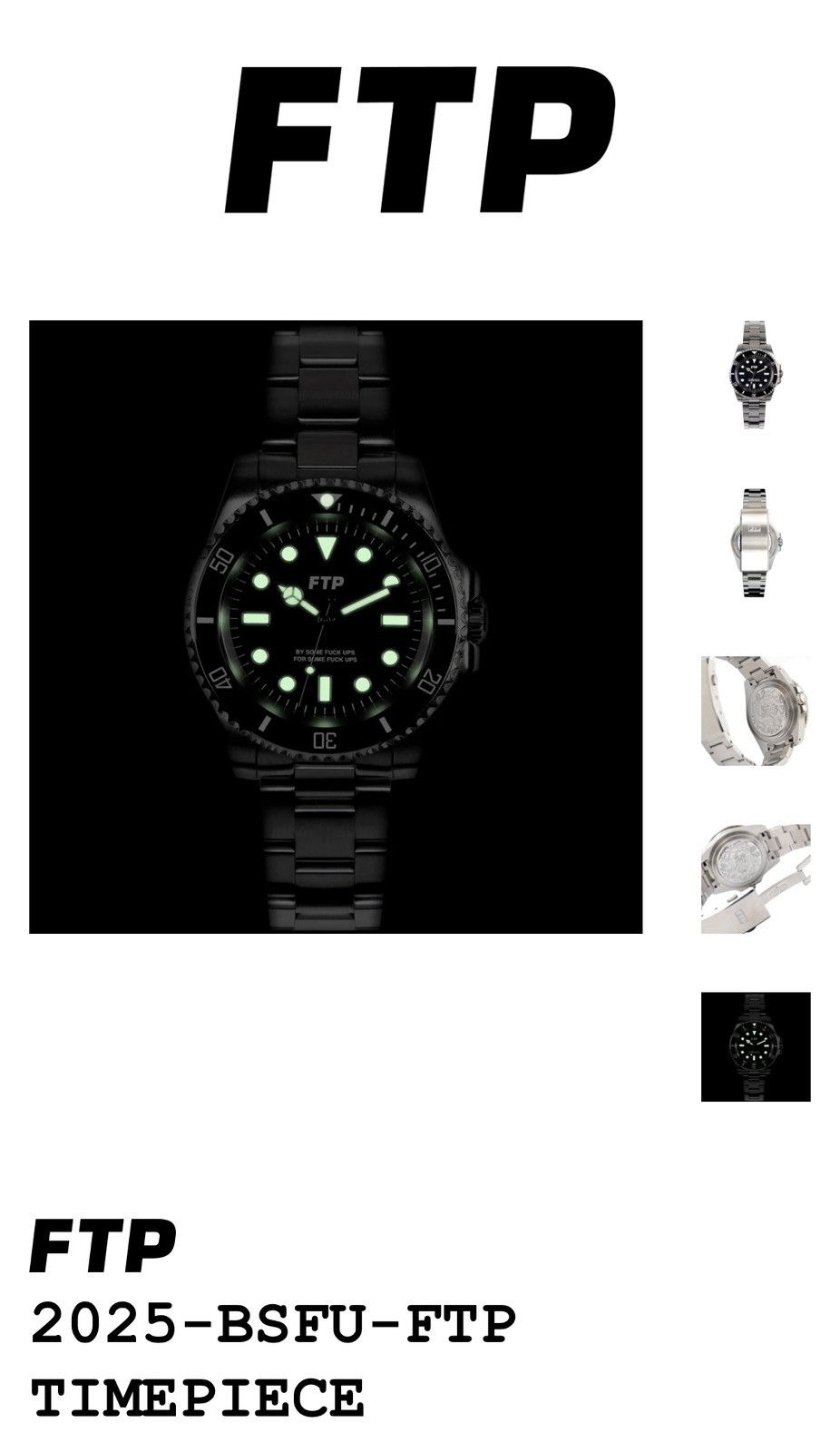Fuck The Population FTP movement time piece 2025 bsfu ftp DS. Sealed Size ONE SIZE - 16 Thumbnail