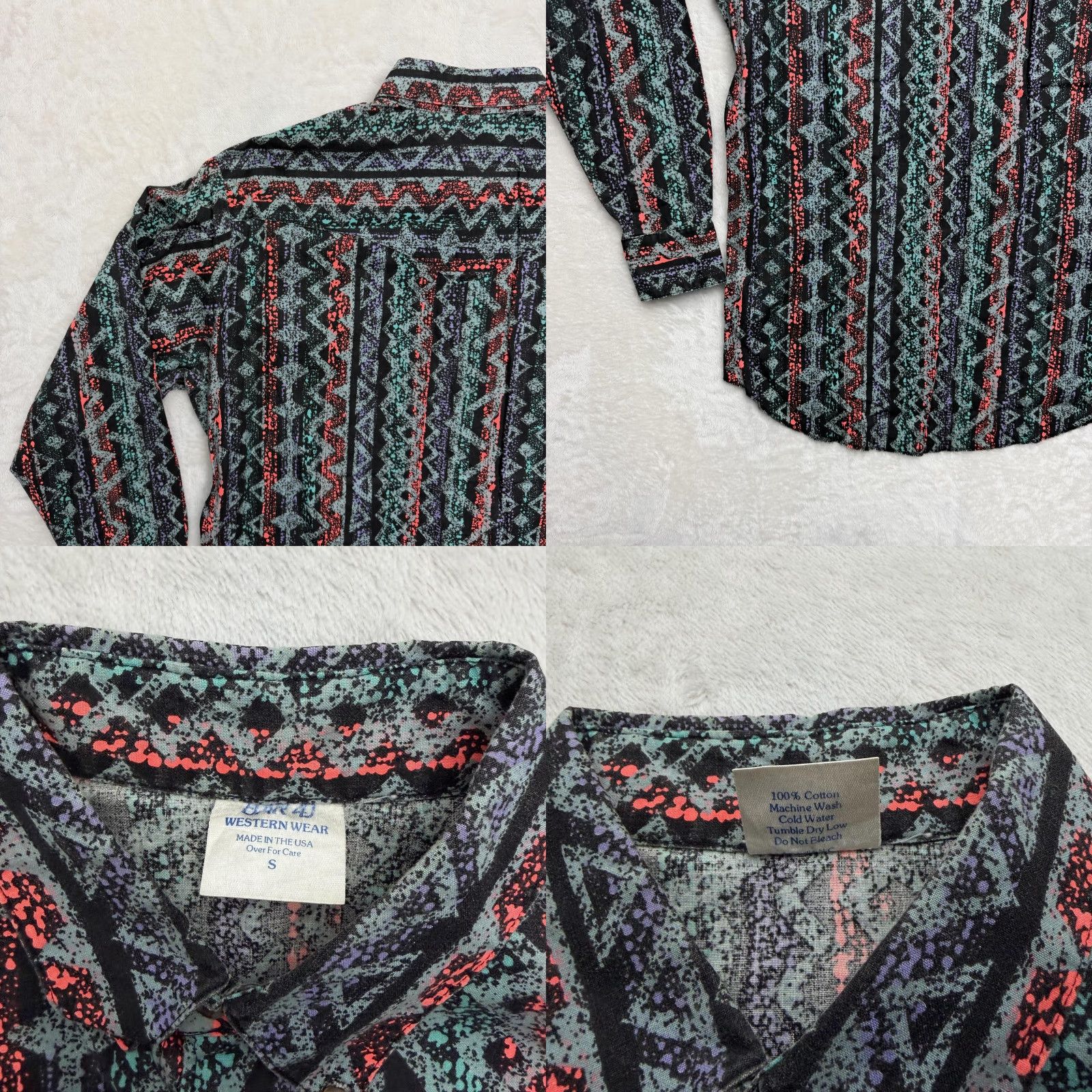 Vintage VINTAGE Bar 40 Western Shirt Mens Small Black Aztec Geometric Button Up USA Size US S / EU 44-46 / 1 - 9 Thumbnail