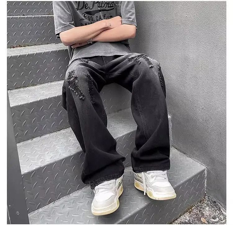 Japanese Brand Straight casual distressed jeans Size US 32 / EU 48 - 4 Thumbnail