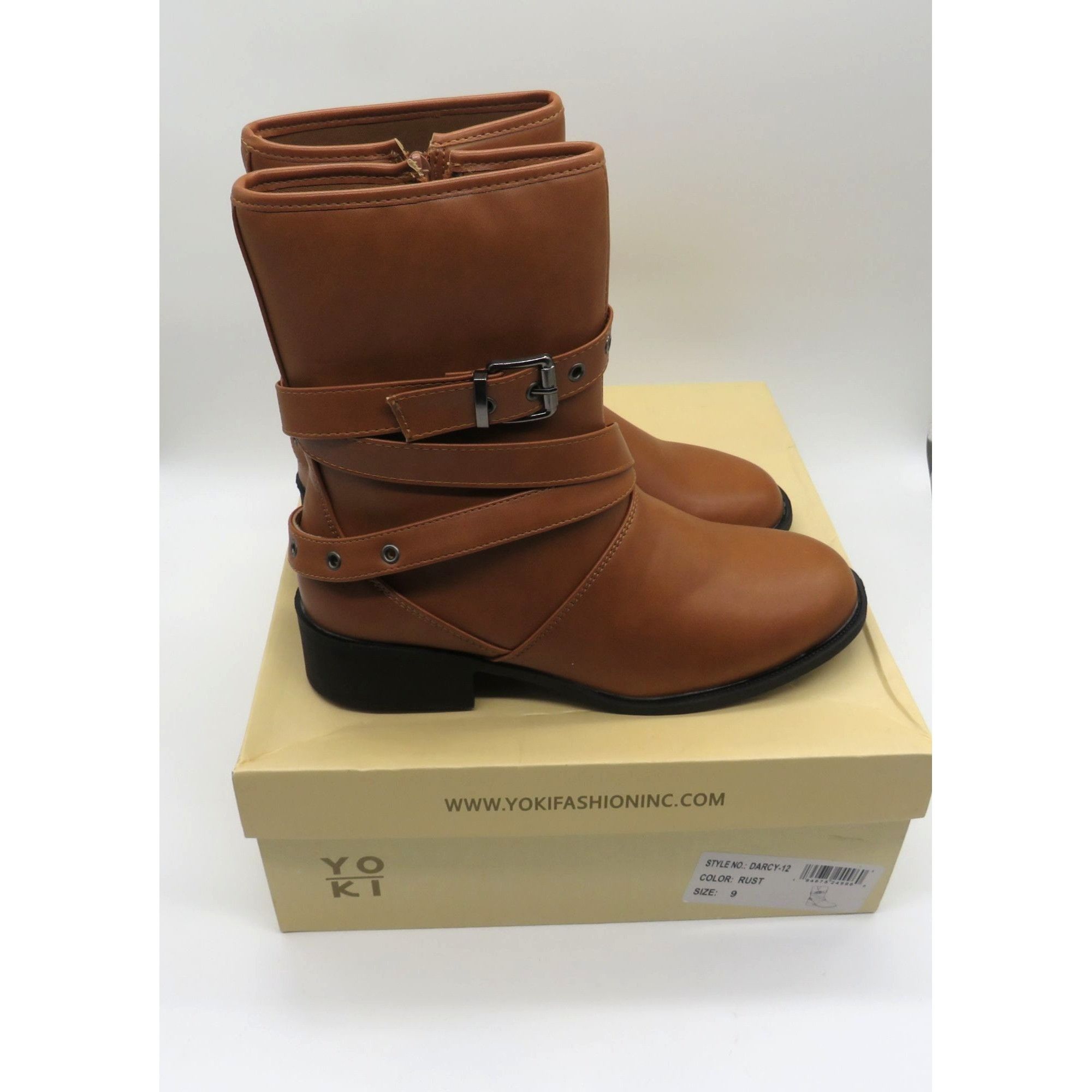Other Yoki Womens Brown Faux Leather Buckled Mid-Calf Boots Size 9 Size US 9 / IT 39 - 1 Thumbnail