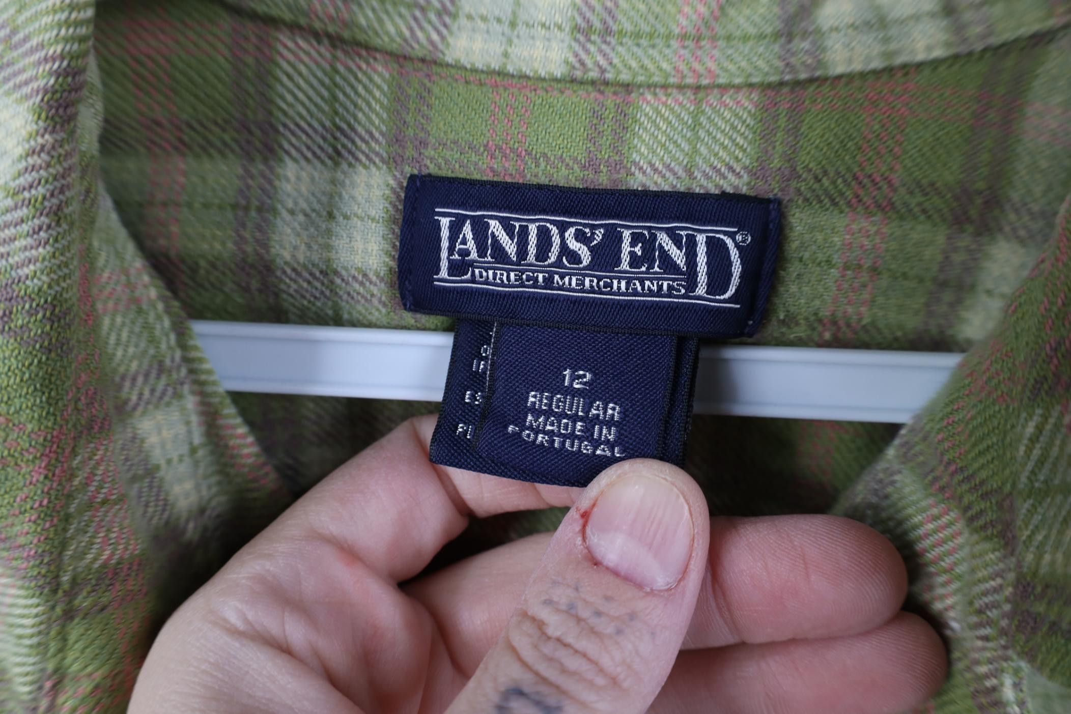 Lands' End Vintage 90s Lands End Collared Button Shirt Green Plaid Size XL / US 12-14 / IT 48-50 - 7 Thumbnail