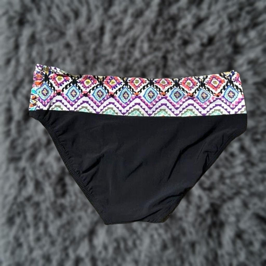Vintage Christina Bikini Bottom Sz 12 High Waisted Geometric Black Swimsuit Bottom Womens Vintage? No Size 34" / US 12 / IT 48 - 1 Thumbnail
