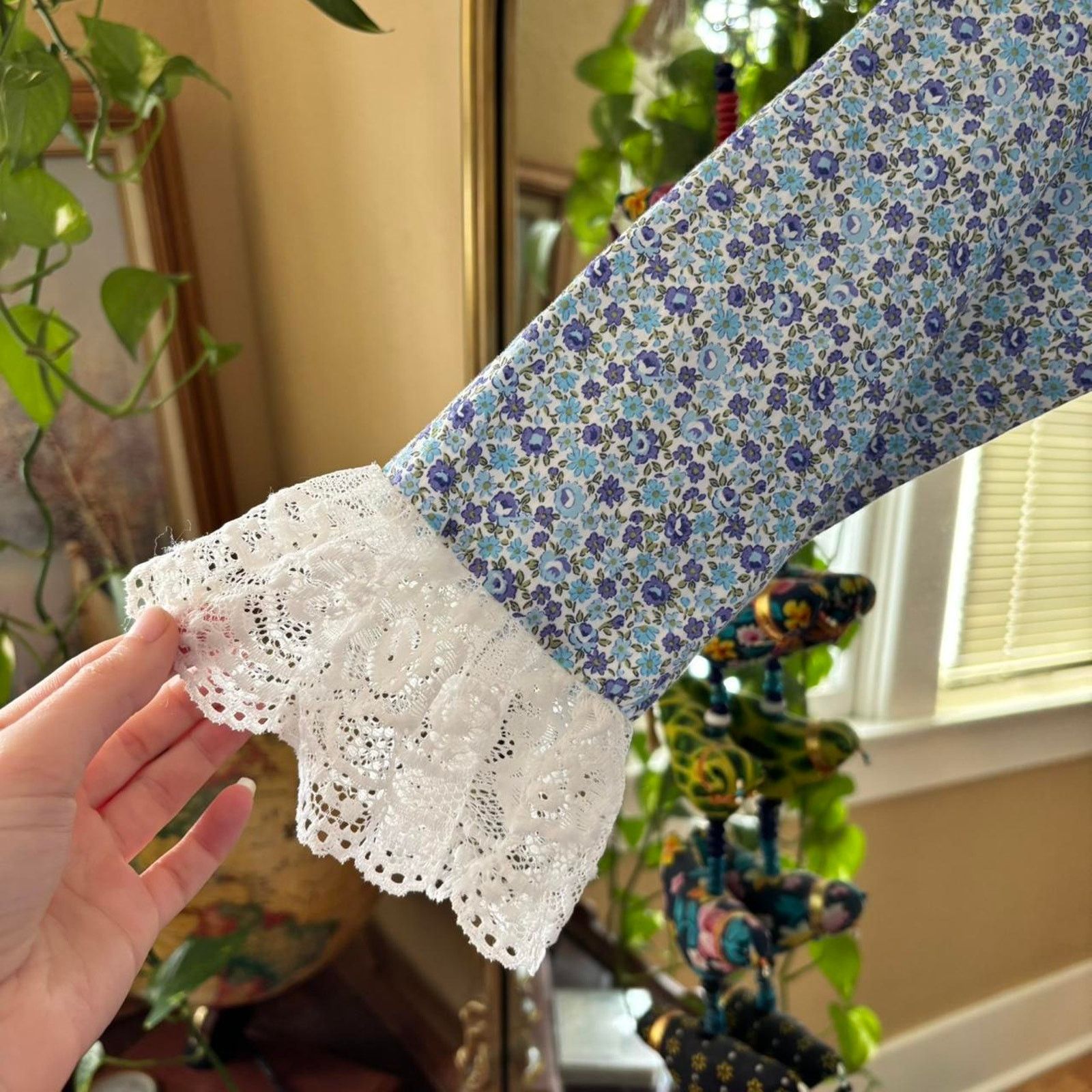 Other Scarlet Darkness Blue Floral Victorian Colonial Dress 12 13 Size XXS / US 00 / IT 34 - 4 Thumbnail