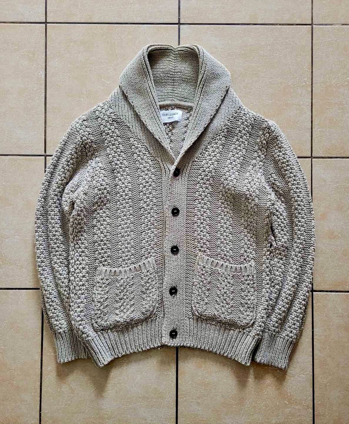 image of Vintage Our Legacy 1980-81 Heavy Knited Propper Cardigan in Beige, Men's (Size Large)