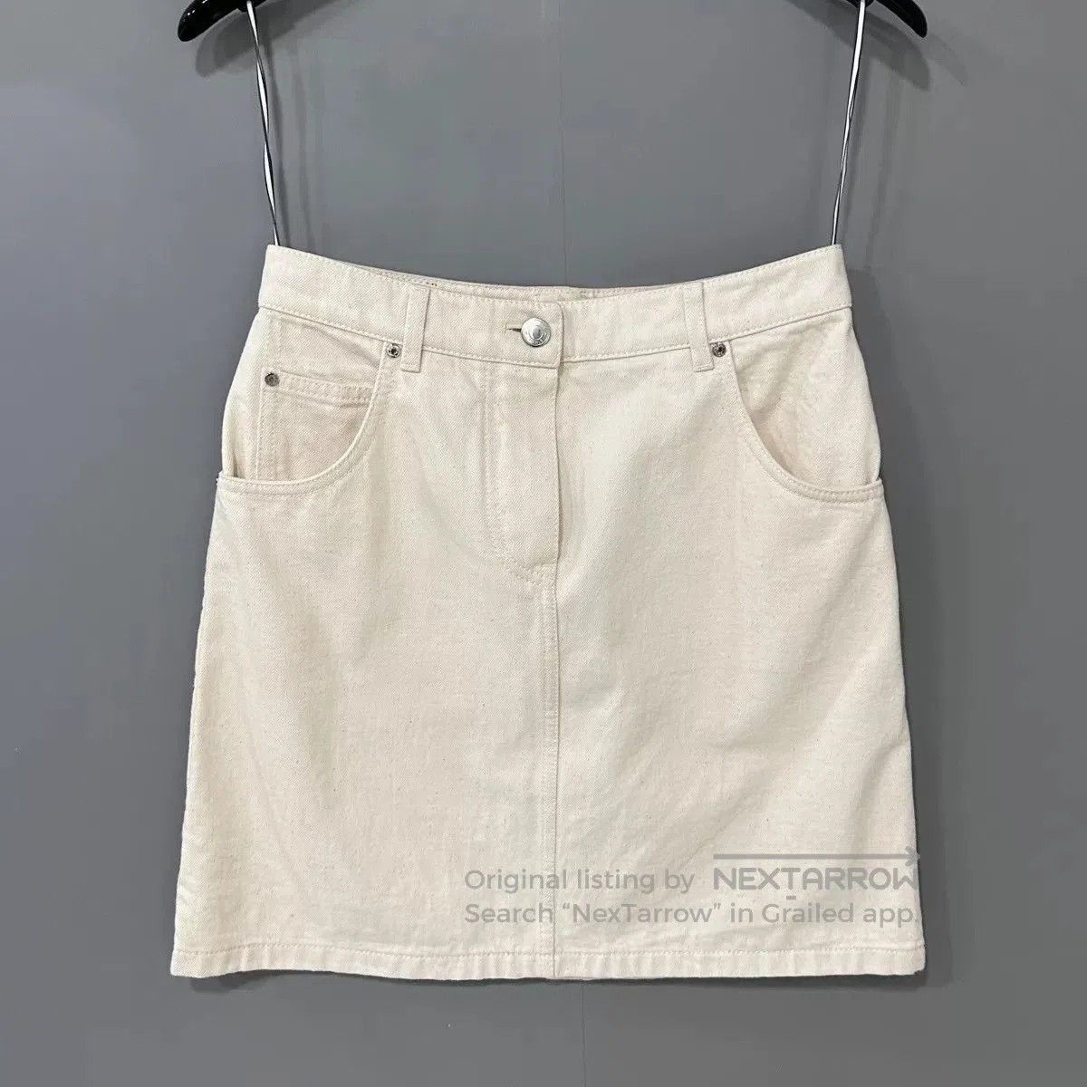 Hermes classic ivory denim mini skirt. Size 33" - 1 Thumbnail