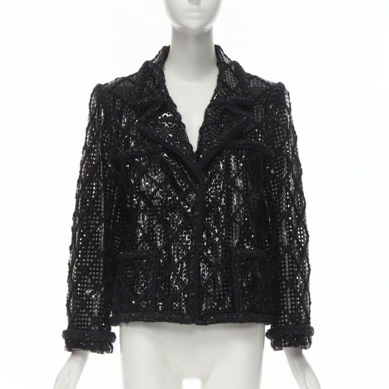 Chanel CHANEL 15K Brasserie Gabrielle Runway cutout PVC braided tweed jacket FR46 2XL Size XL / US 12-14 / IT 48-50 - 1 Thumbnail