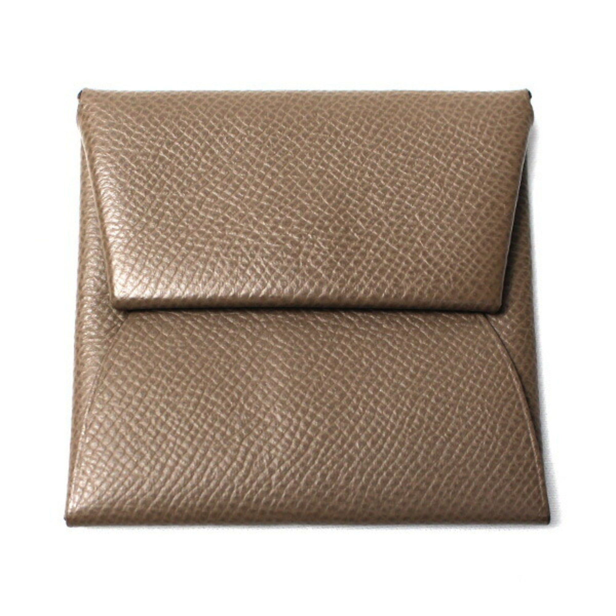 image of Hermes Coin Case Bastia Purse Ladies Etoupe Vaux Epson Z Engraved in Grey, Women's