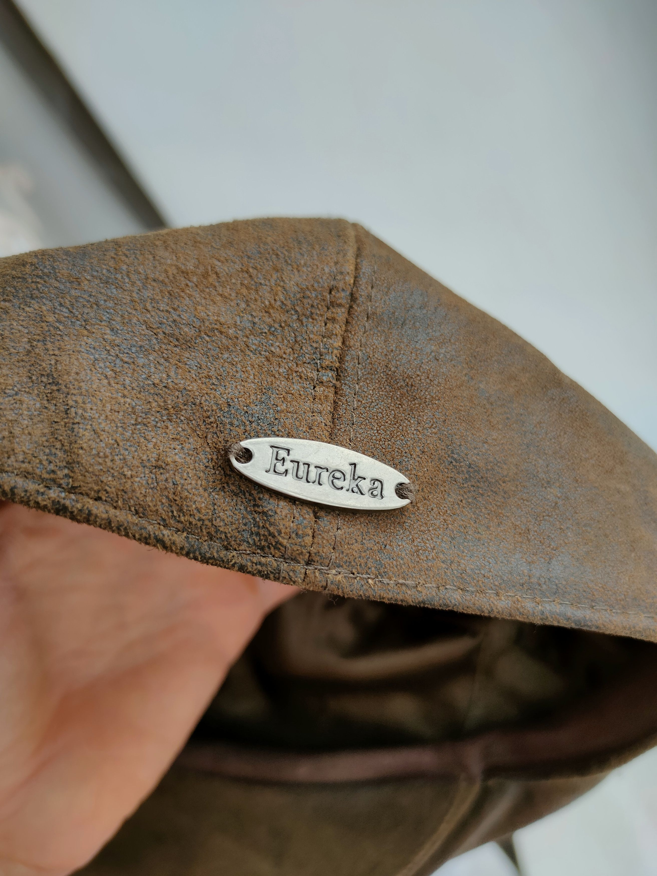 Genuine Leather Eureka Stokade vintage leather cap hat cartouche flat cap Size ONE SIZE - 9 Thumbnail