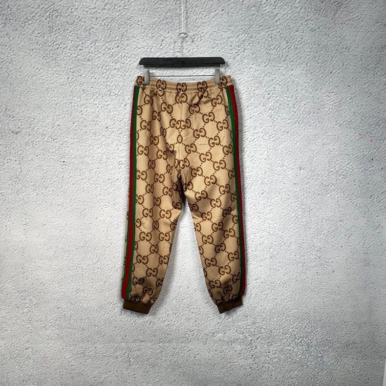 Gucci Gucci Size L Striped Logo full-print knitted brown sports p Size US 30 / EU 46 - 2 Thumbnail