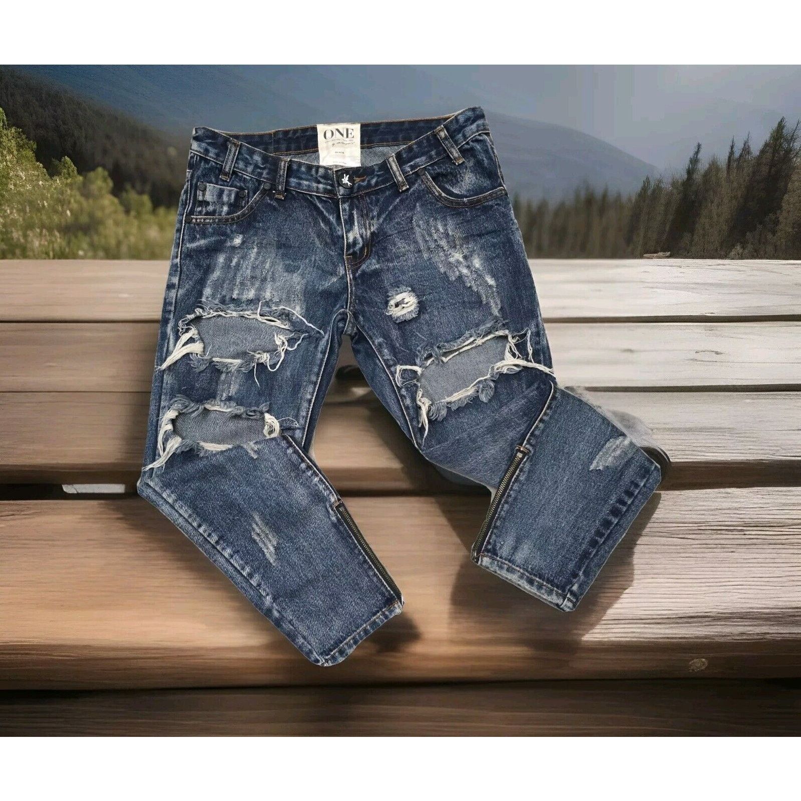 One Teaspoon One Teaspoon Trashed Free Birds Low Waist Distressed 27 W 30 Size 27" / US 4 / IT 40 - 6 Thumbnail