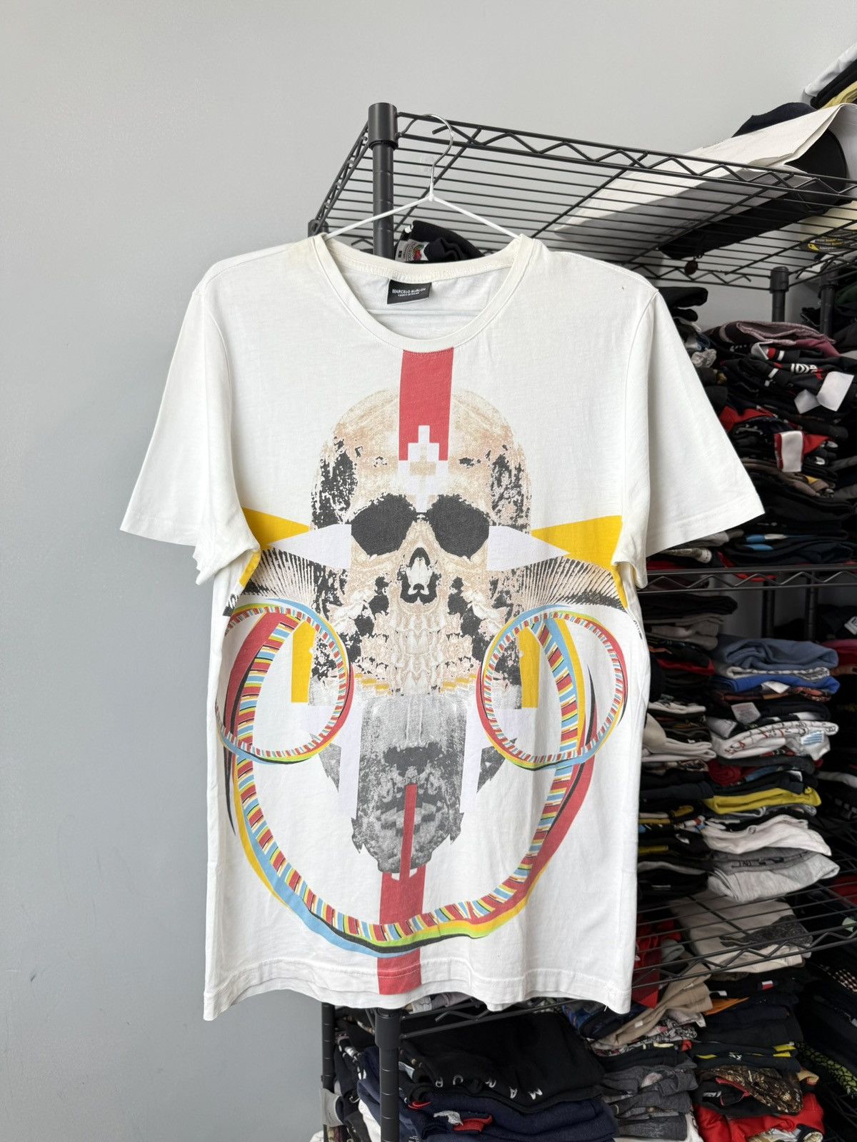 Marcelo Burlon Vintage Marcelo Burlon Scull Abstract Print T Shirt Size US M / EU 48-50 / 2 - 1 Thumbnail