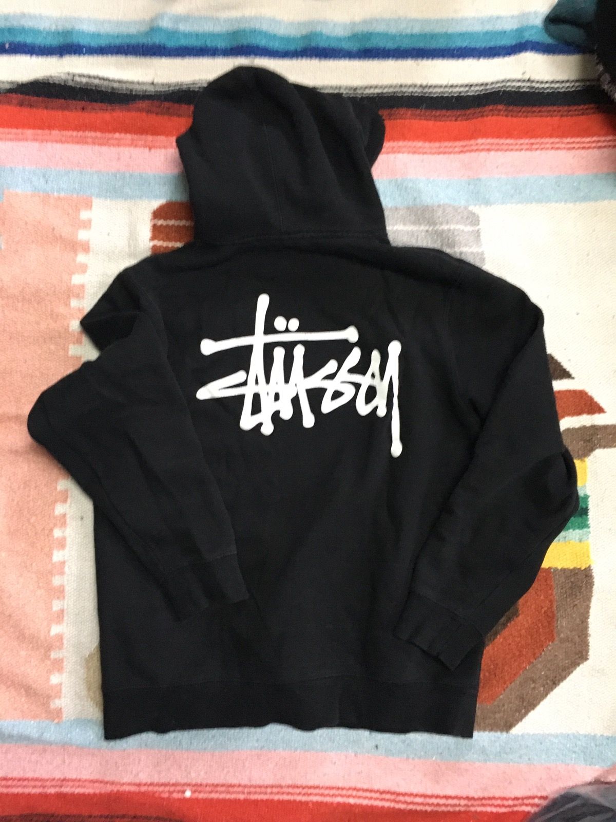 Pre-owned Stussy Classic Stock Logo Hoodie Size M In Black