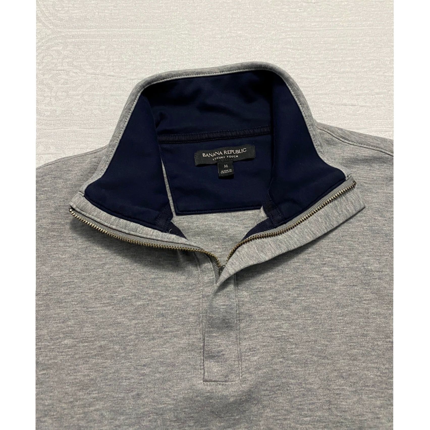 Banana Republic Banana Republic Mens Gray 1/4 Zip Pullover Long Sleeve Top Luxury Touch Casual Knit Tight-Knit Mock Neck Sweatshirt Sweater Size US M / EU 48-50 / 2 - 2 Thumbnail