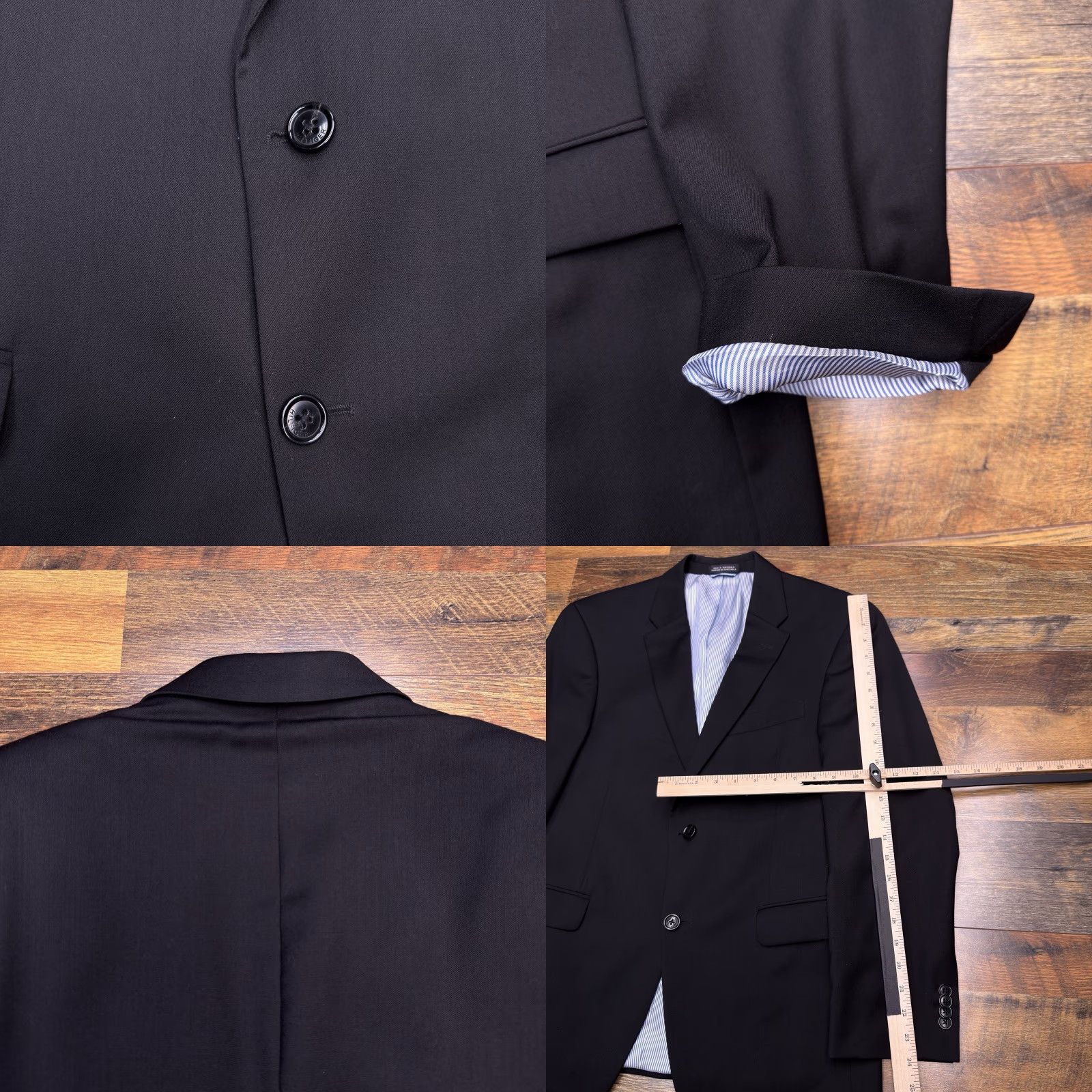 Tommy Hilfiger Tommy Hilfiger Suit Jacket 38 Short Black Wool Blazer One-Button Notch Lapel Single-Breasted Men Regular Chest 40 Front 2-Button Dry Clean Only Size US 38 / EU 54 - 8 Thumbnail