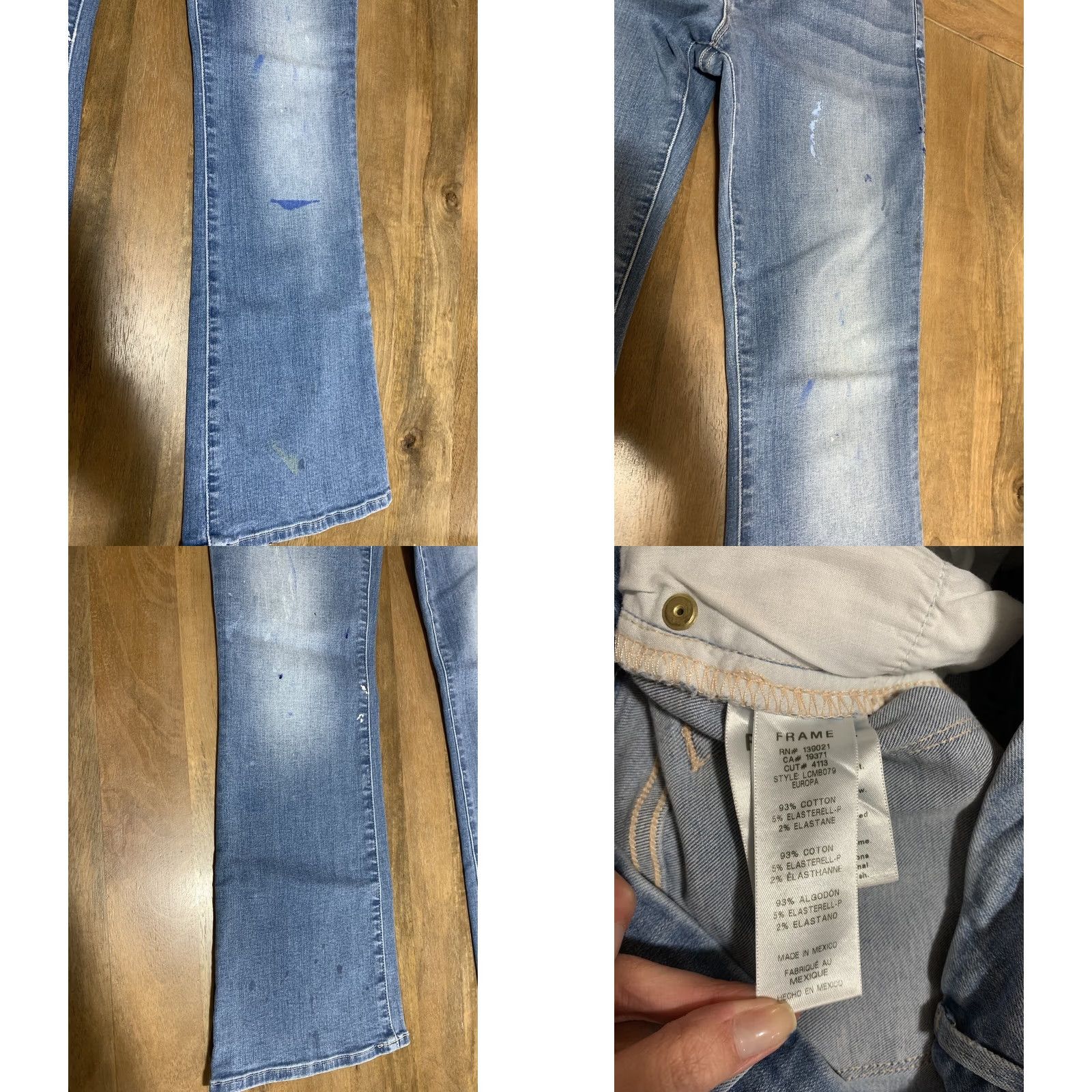 Frame FRAME Jeans Le Crop Flared Mini Boot Women 24x27 Paint Splatter Stretch Mid Rise Denim Cotton Blend Blue 27 Inseam Womens Jeans Size 42" / US 20 - 8 Thumbnail