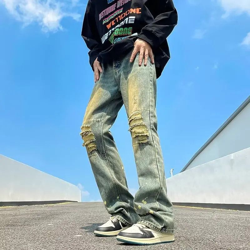 Japanese Brand × Jean Retro loose splashed ink ripped jeans Size US 32 / EU 48 - 4 Thumbnail