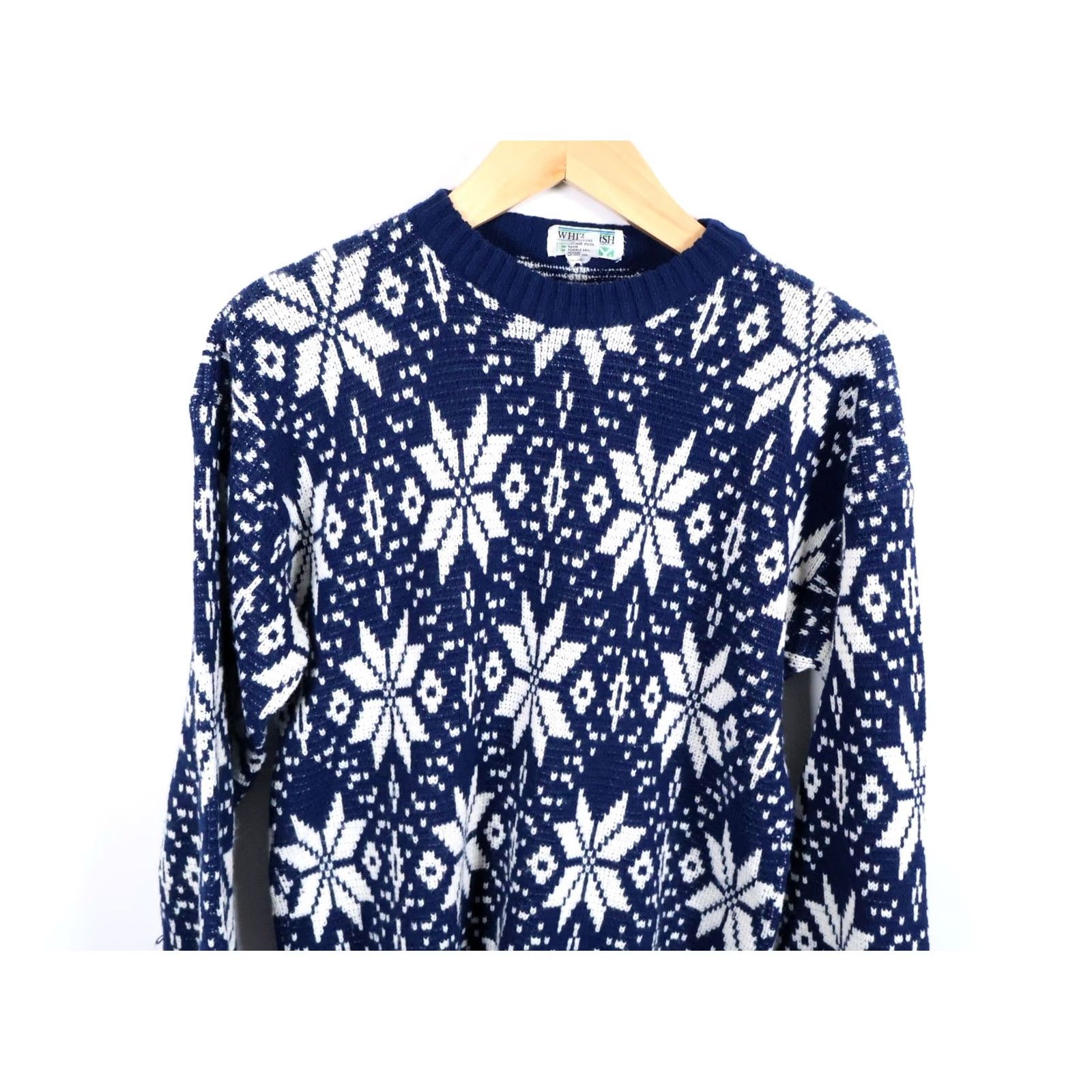 Vintage VINTAGE Whitefish Bay Sweater Shirt Mens XL Dark Blue Snowflake Knit Pullover 80s Geometric Winter 90s Ski Casual Size US L / EU 52-54 / 3 - 4 Thumbnail
