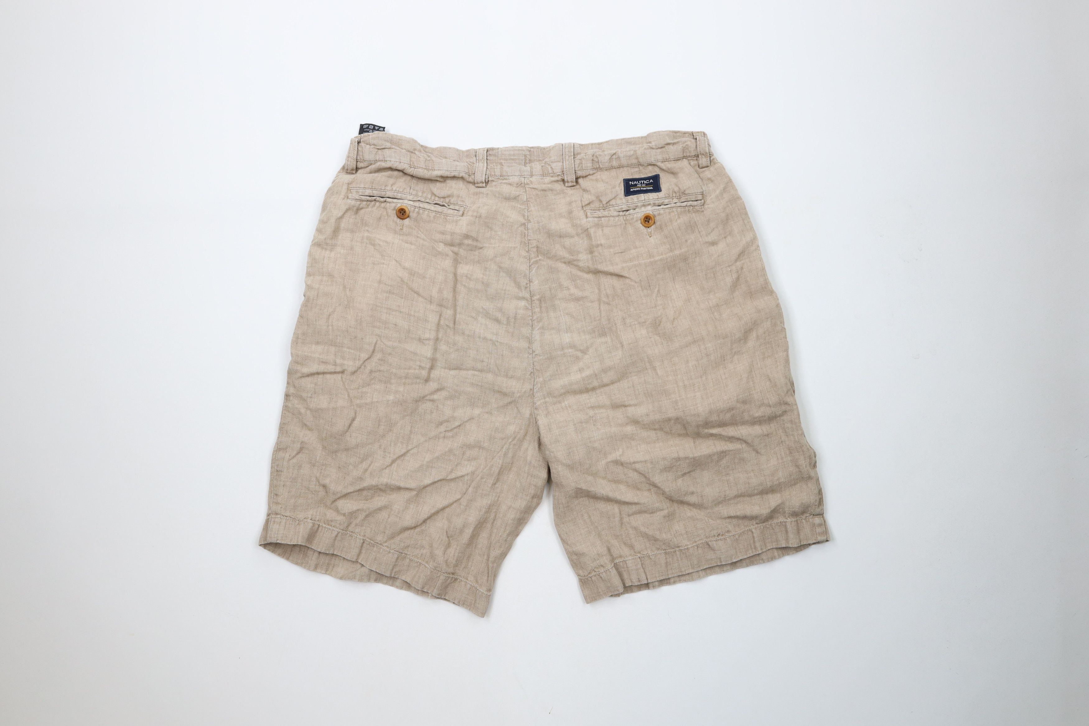 Nautica × Vintage Vintage Nautica Above Knee Linen Shorts Beige Brown Size US 35 - 9 Thumbnail