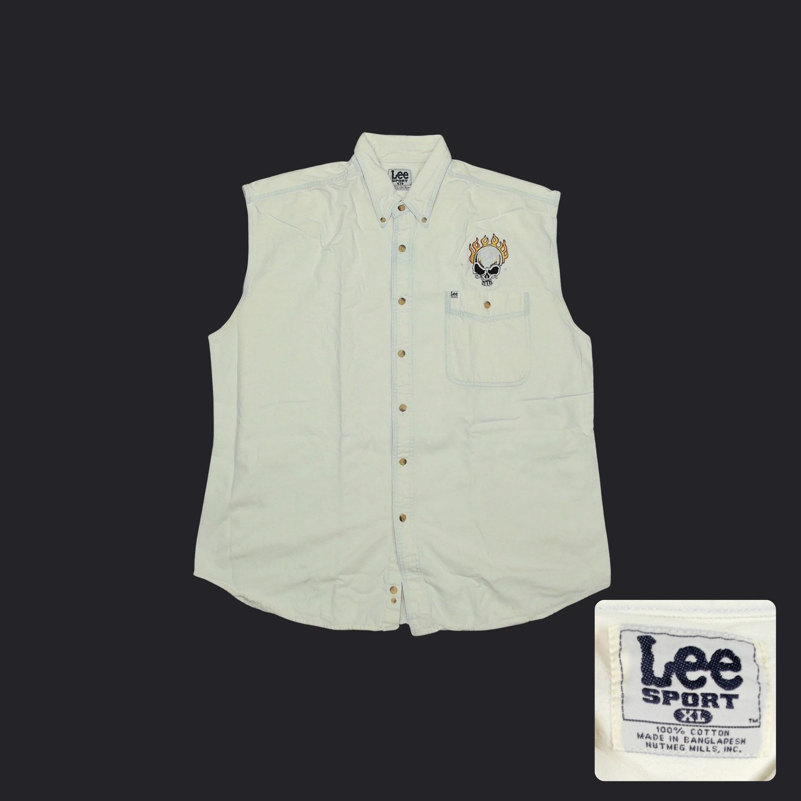 Lee Vintage Y2K Custom Lee Sport Skull Denim Vest XXL Size US XXL / EU 58 / 5 - 1 Thumbnail