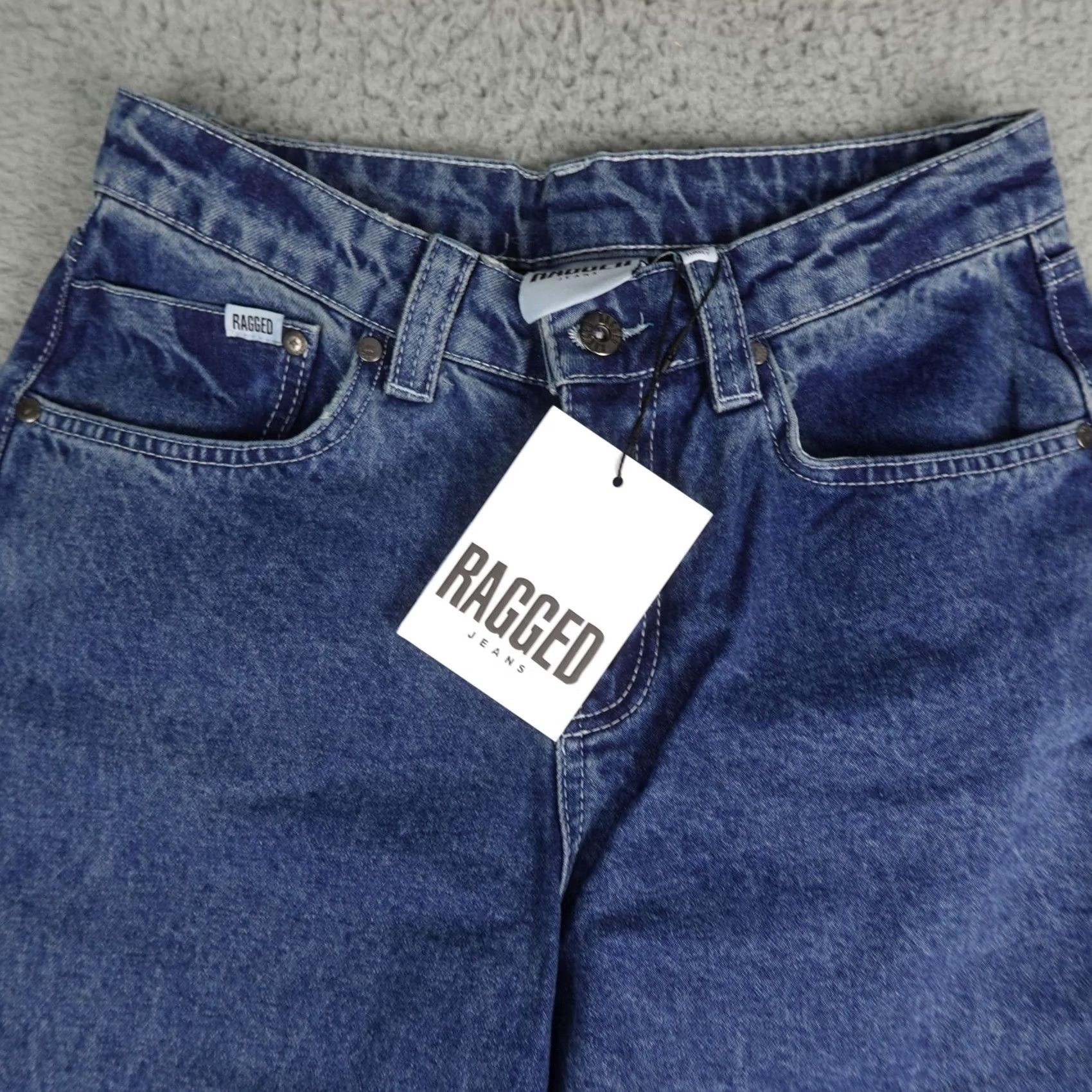 Vintage Ragged Jeans Womens Blue High Rise Wide Leg Skater Jeans 26 Organic Denim NWT Size 26" / US 2 / IT 38 - 6 Thumbnail