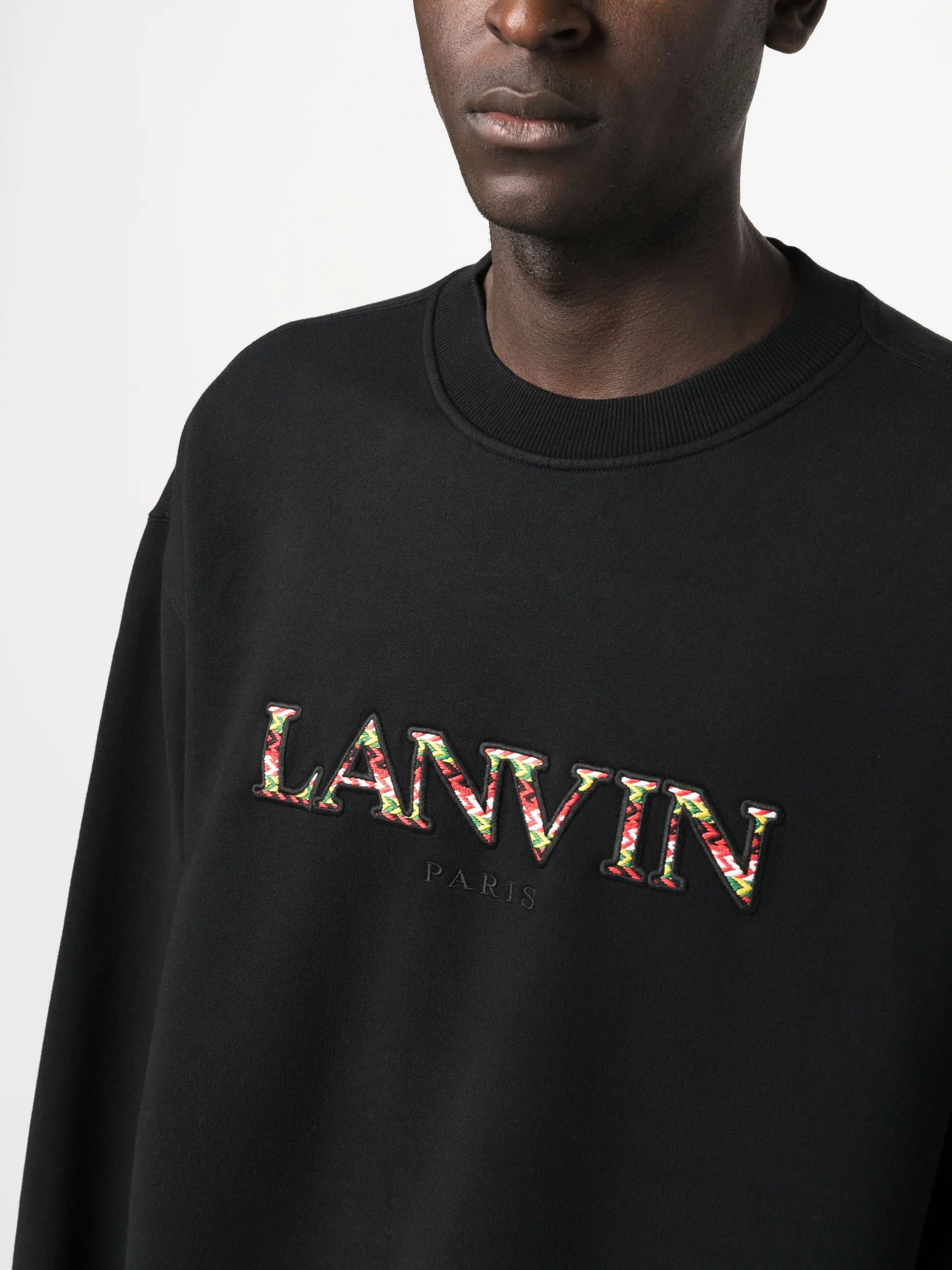 Lanvin o1y0225 Logo Embroidered Sweatshirt in Black Size US S / EU 44-46 / 1 - 3 Thumbnail