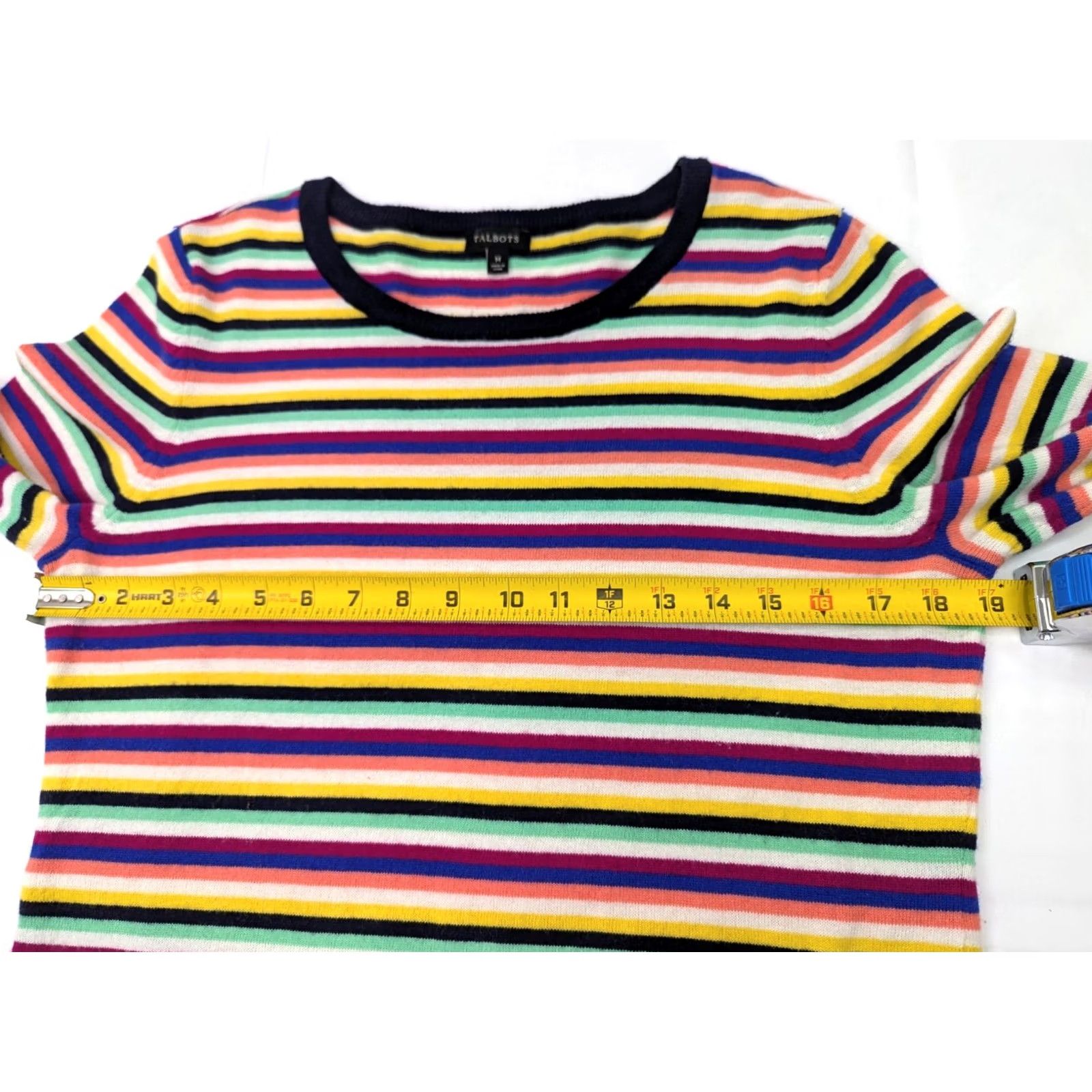 Talbots Talbots Multicolor Striped Lambswool Nylon Lightweight Pullover Sweater Women M, Casual Workwear, Classic Fit, 80s 90s Theme, Colorful Fun Pattern Size M / US 6-8 / IT 42-44 - 3 Thumbnail