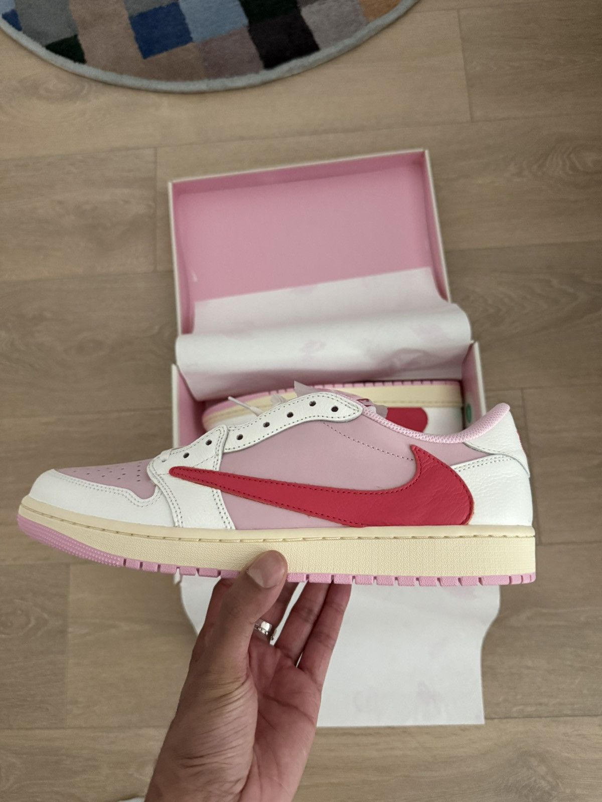 Nike × Travis Scott Travis Scott x Air Jordan 1 Low Sail Tropical Pink Size US 12 / EU 45 - 2 Thumbnail