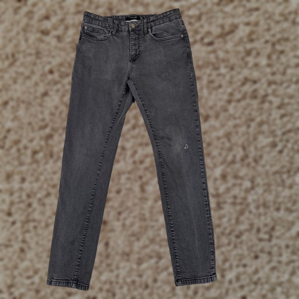Vintage Tahari Jeans Womens 32 Black Skinny Distressed Cotton Blend Mid Rise 30x30 Size 24" / US 00 / IT 34 - 1 Thumbnail