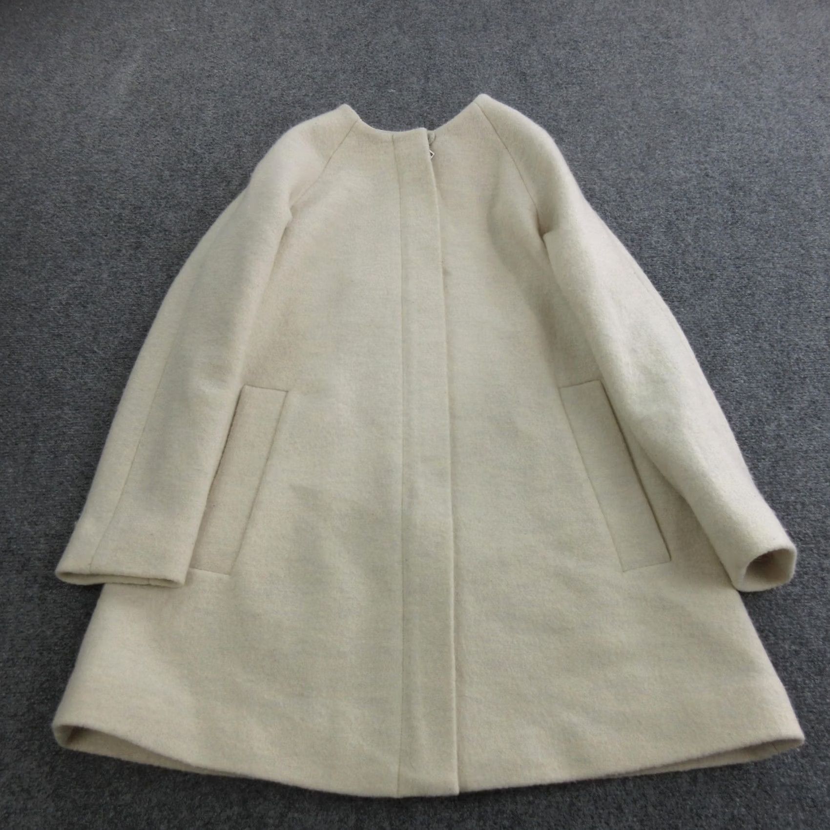 Cos COS Coat Womens 12 White Wool Zip Front Collarless Lined Pockets Mid Length Size XL / US 12-14 / IT 48-50 - 2 Thumbnail