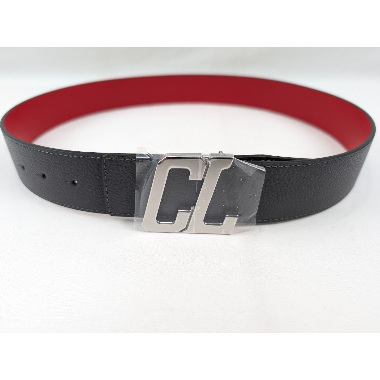 Christian Louboutin o1rshd1 Size: 85 / Happy RUI CL Logo Belt Smoky/Loubi/Silver Size 34 - 9 Thumbnail