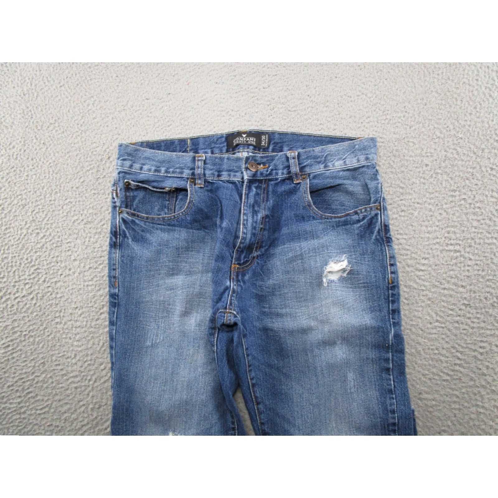 Denime Company Eighty One Mens Straight Leg Blue Distressed Denim Jeans Tag Size 34x30 Size US 34 / EU 50 - 3 Thumbnail