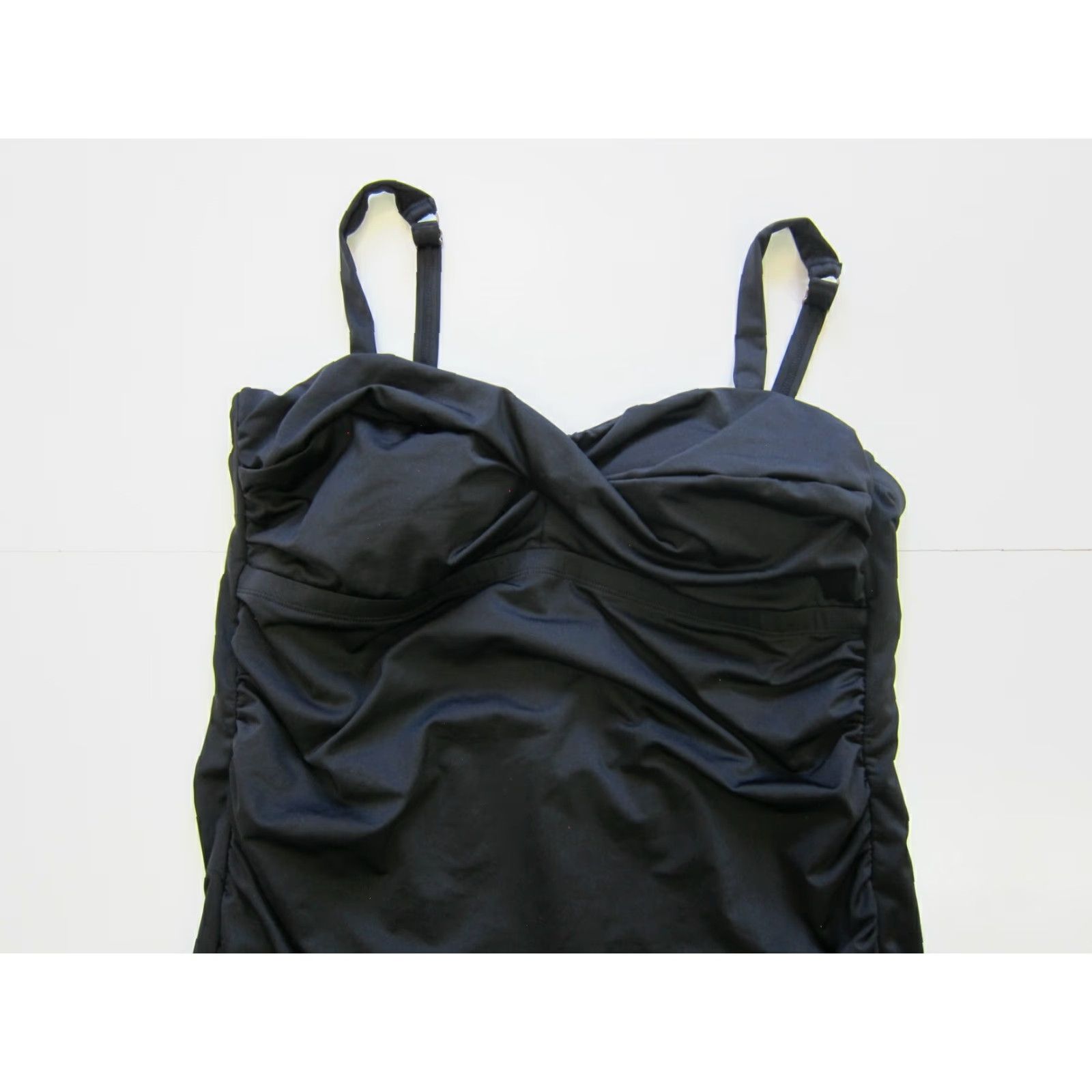 Vintage Clean Water Black Slimming Ruched Modest Swimsuit Dress Women Size 18W Size XXL / US 16-18 / IT 52-54 - 3 Thumbnail