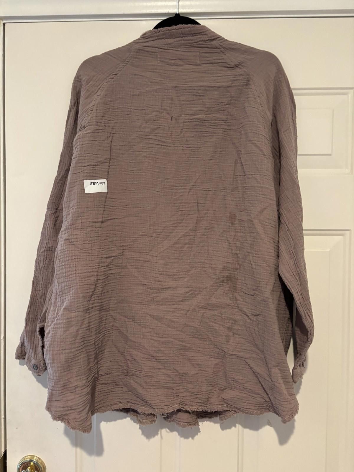 Designer Women's taupe sz M We the Free cotton tunic shirt #624 Size L / US 10 / IT 46 - 2 Thumbnail