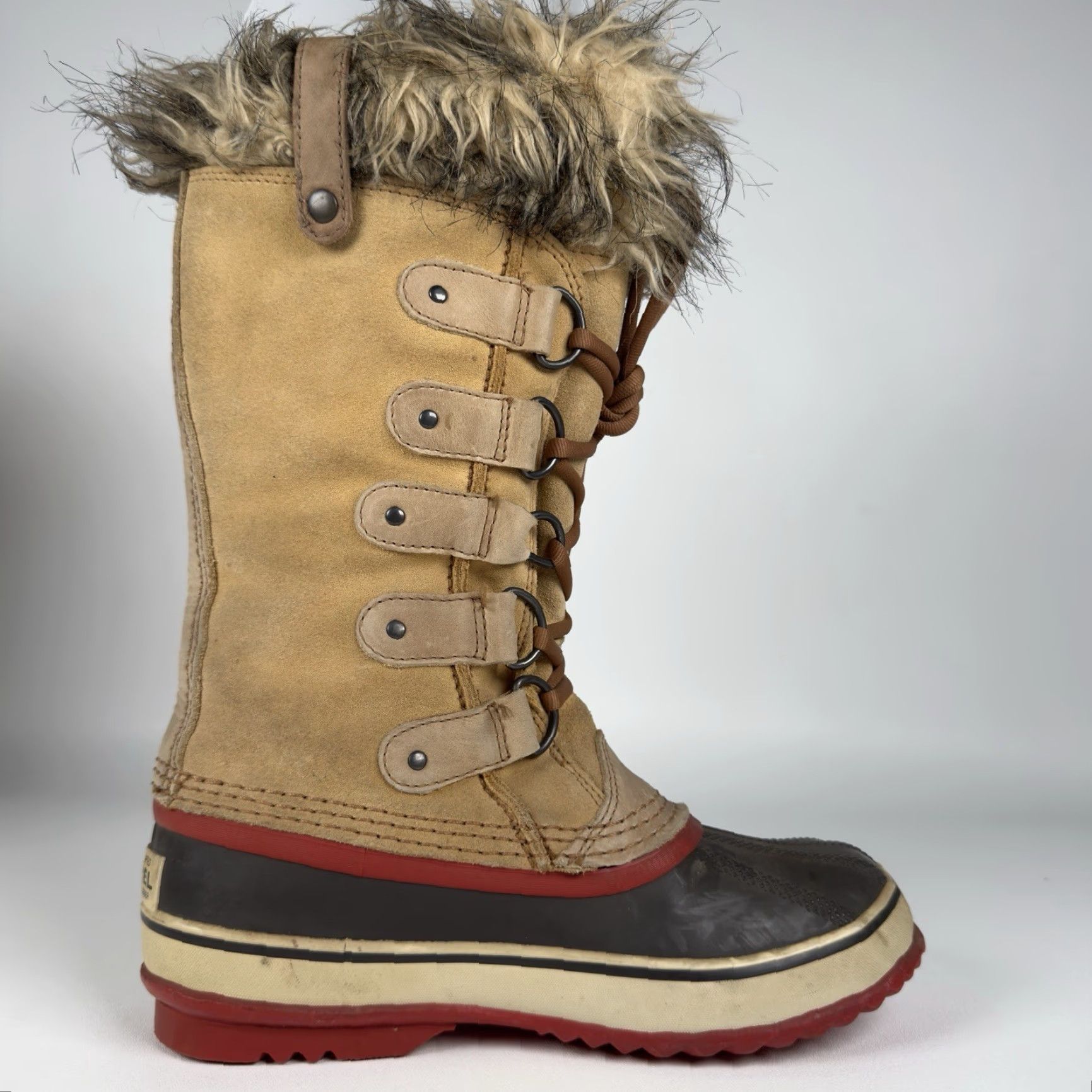 SOREL SOREL Joan of Arctic Womens Boots Tan Leather Waterproof Insulated Winter Fur Round Toe Tie Casual Winter Womens Flat Rubber Outsole Waterproof No N/A Size US 5 / IT 35 - 5 Thumbnail