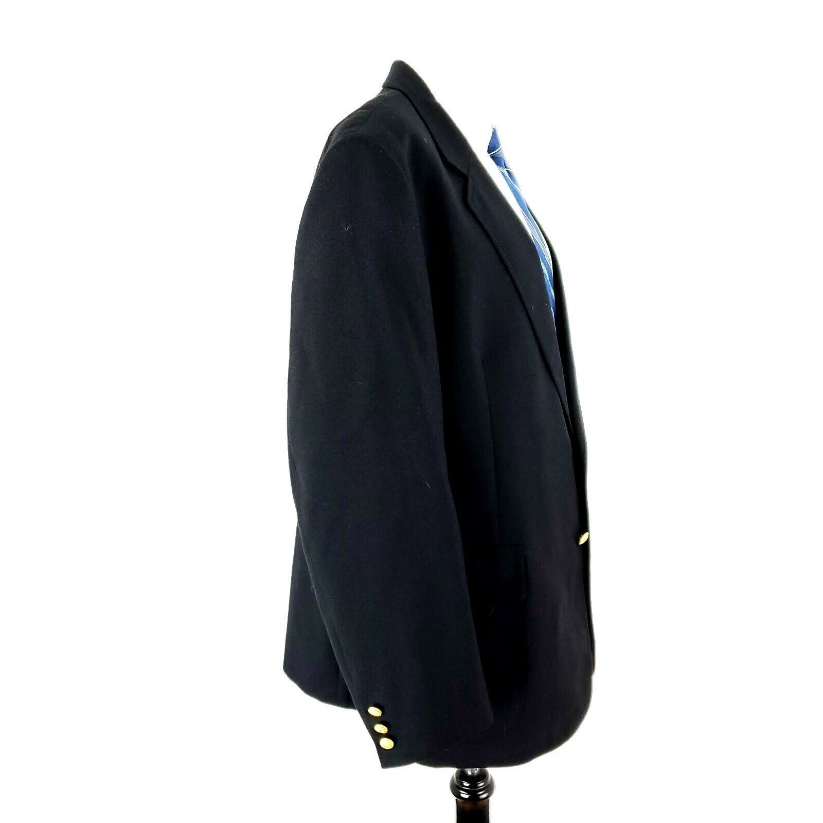Vintage Alexander Shields Wool 2 Gold Button Blazer 44R Black Size 44R - 7 Thumbnail