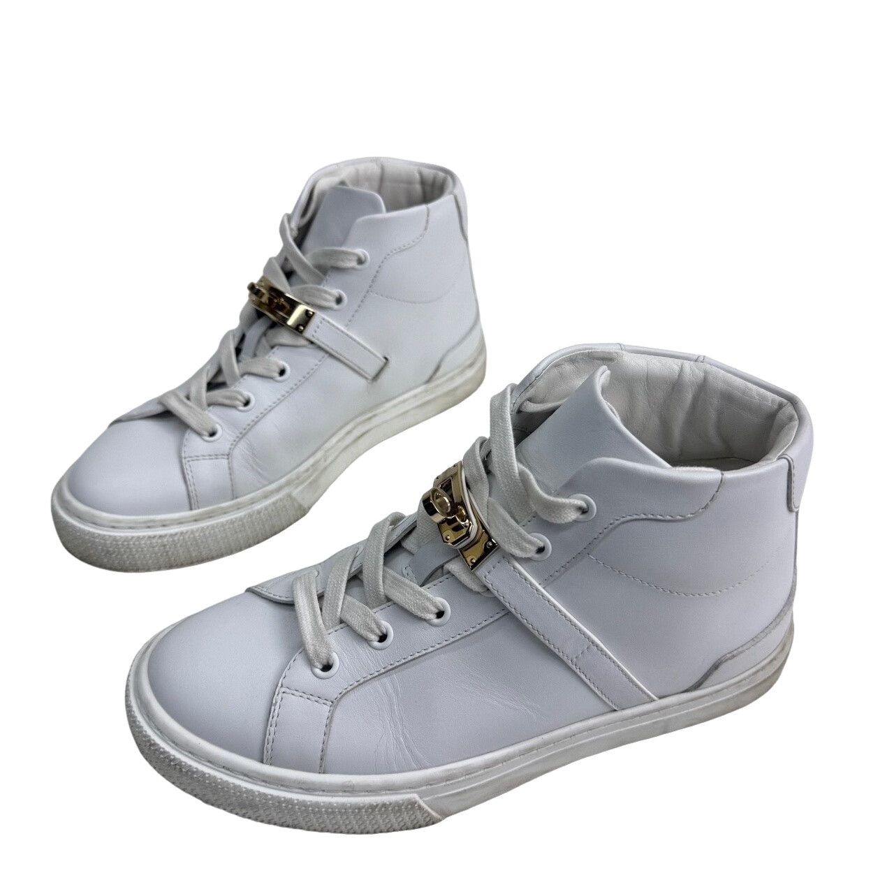 Hermes Hermès Kelly Leather High-Top Sneakers Size 36.5 Size US 5.5 / IT 35.5 - 1 Thumbnail