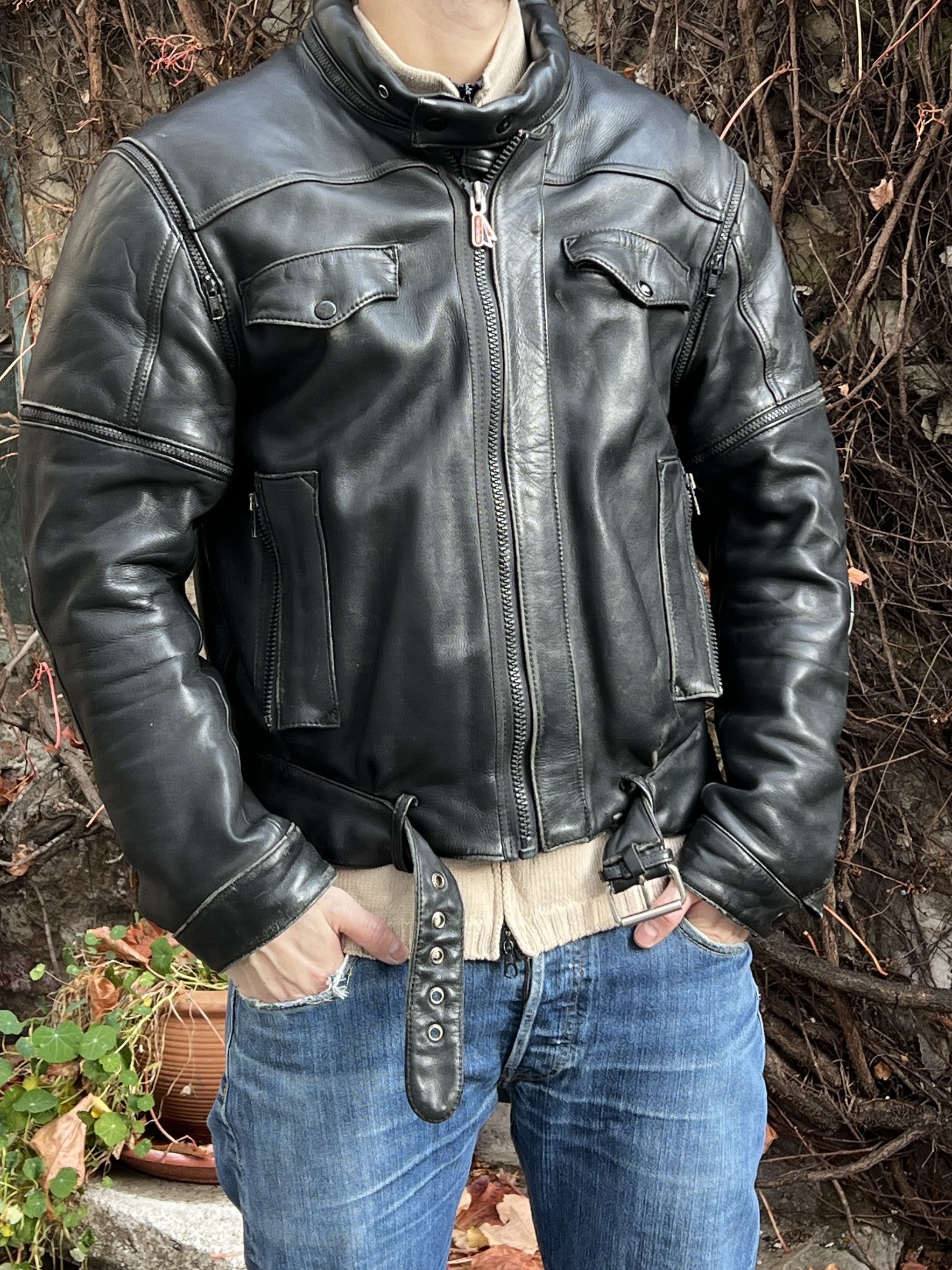 If Six Was Nine Rare Asymmetric rick owens type leather bomber racing jacket Size US M / EU 48-50 / 2 - 2 Thumbnail