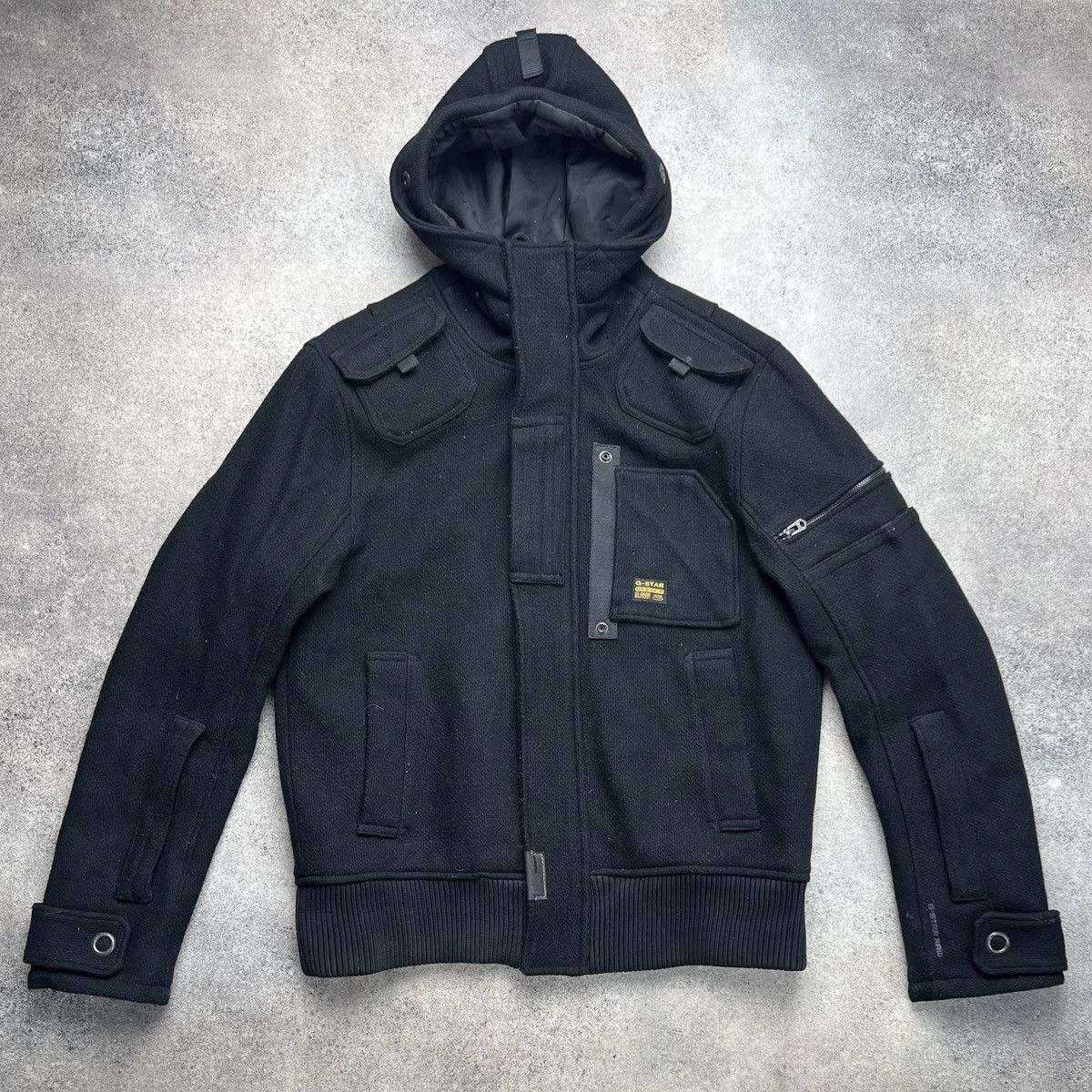 G-Star G-Star Raw Zero One Polyamide Jacket Hoodie Mens XL Black 