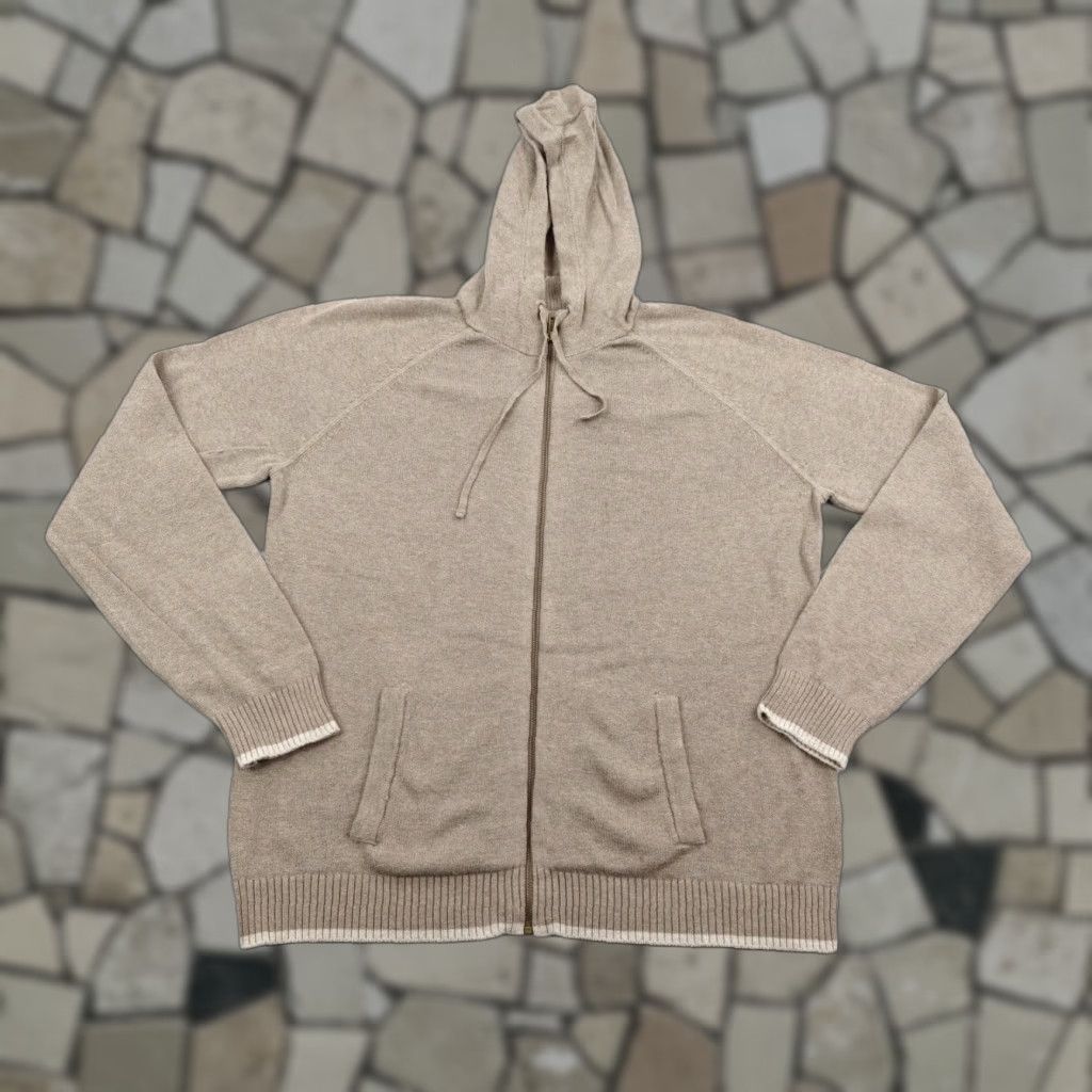 Gap Gap Sweater Mens Large Beige Tan Full Zip Hoodie Knit Cotton Wool Blend Pockets Size US L / EU 52-54 / 3 - 1 Thumbnail