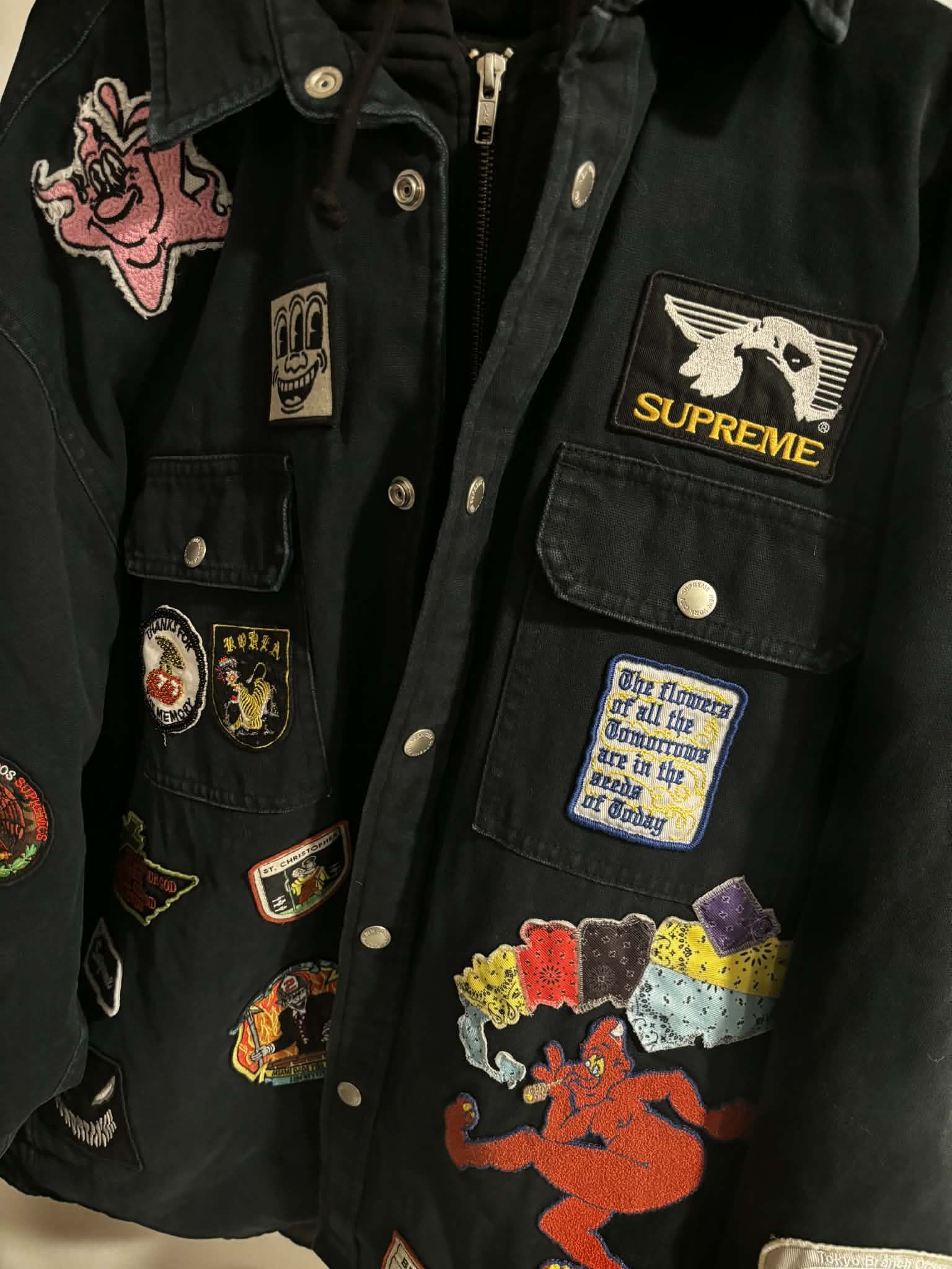 Supreme Supreme Patches Hooded Zip Up Shirt 'Black' 06-20-2025 Size US L / EU 52-54 / 3 - 16 Thumbnail