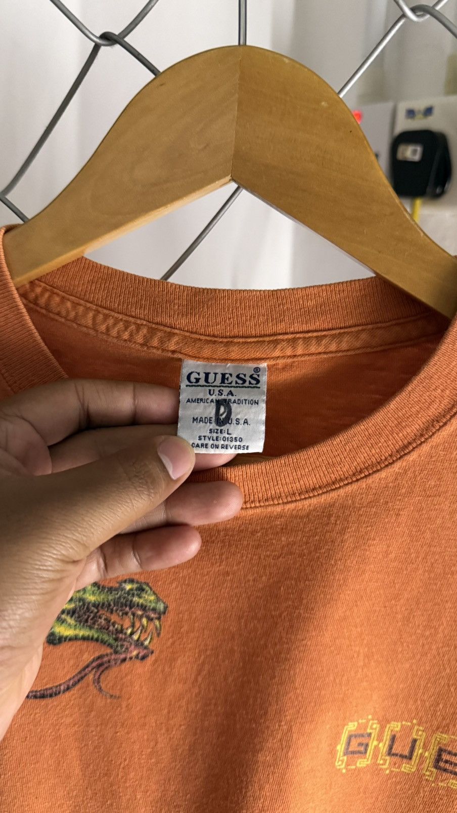 Guess Vintage Guess USA Dragon Print Wrap Around Tee Made In USA Size US L / EU 52-54 / 3 - 8 Thumbnail