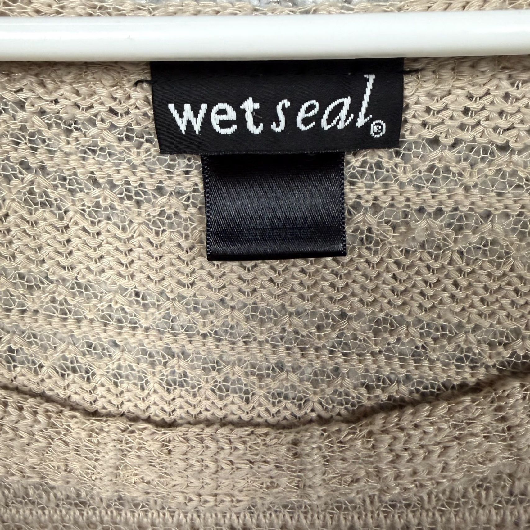 Vintage VINTAGE Wet-seal Dress Knit Sleeve Long L Beige 90s Grunge Indie Sleaze Side Slit Knee Length Bodycon Sweater Open Knit Casual Womens Size L / US 10 / IT 46 - 5 Thumbnail