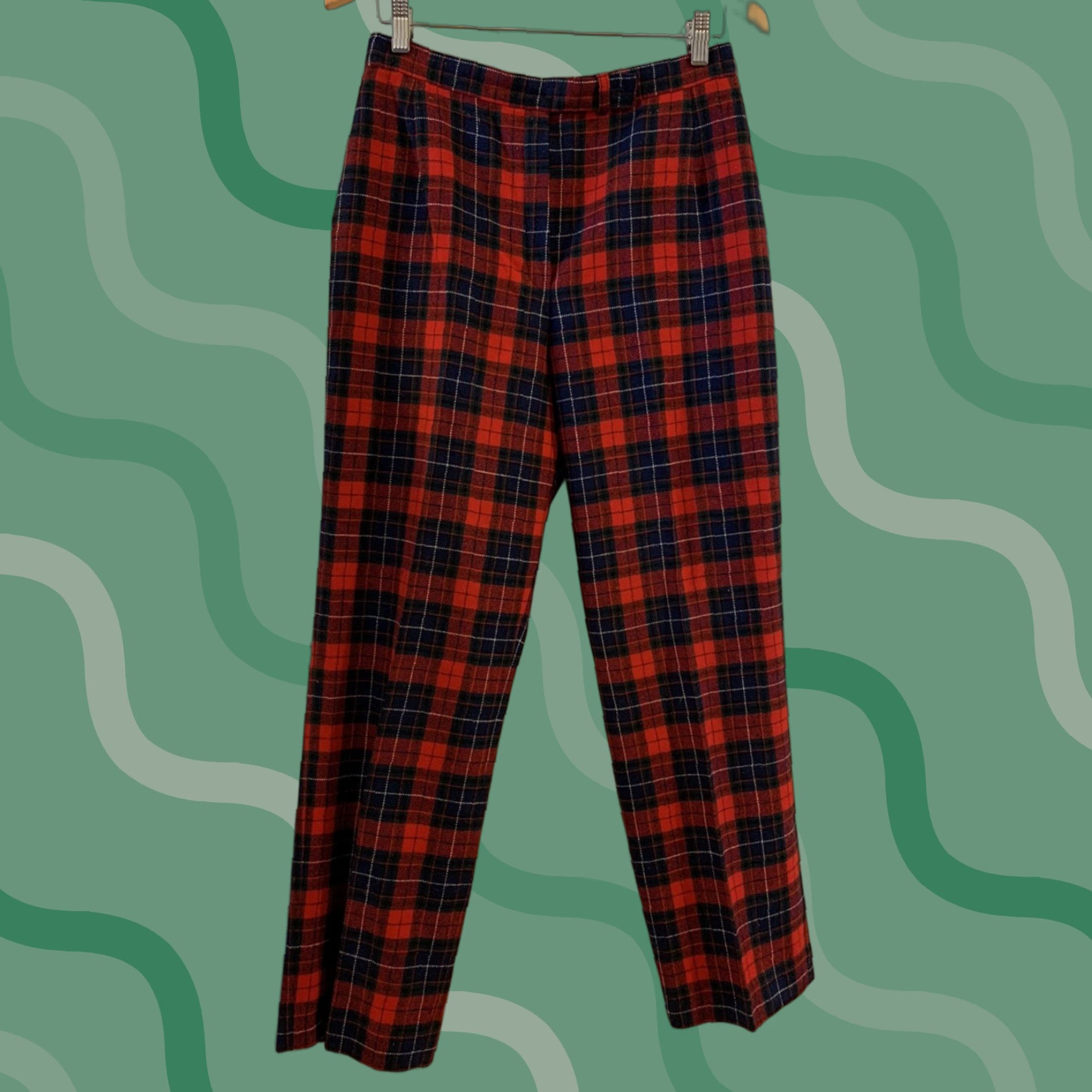 Pendleton VINTAGE Pendleton Pants Womens 12 Red Wool Plaid Straight Leg 27in Inseam Dress Pants Capable Casual Mens Womens Girls Size 34" / US 12 / IT 48 - 1 Thumbnail