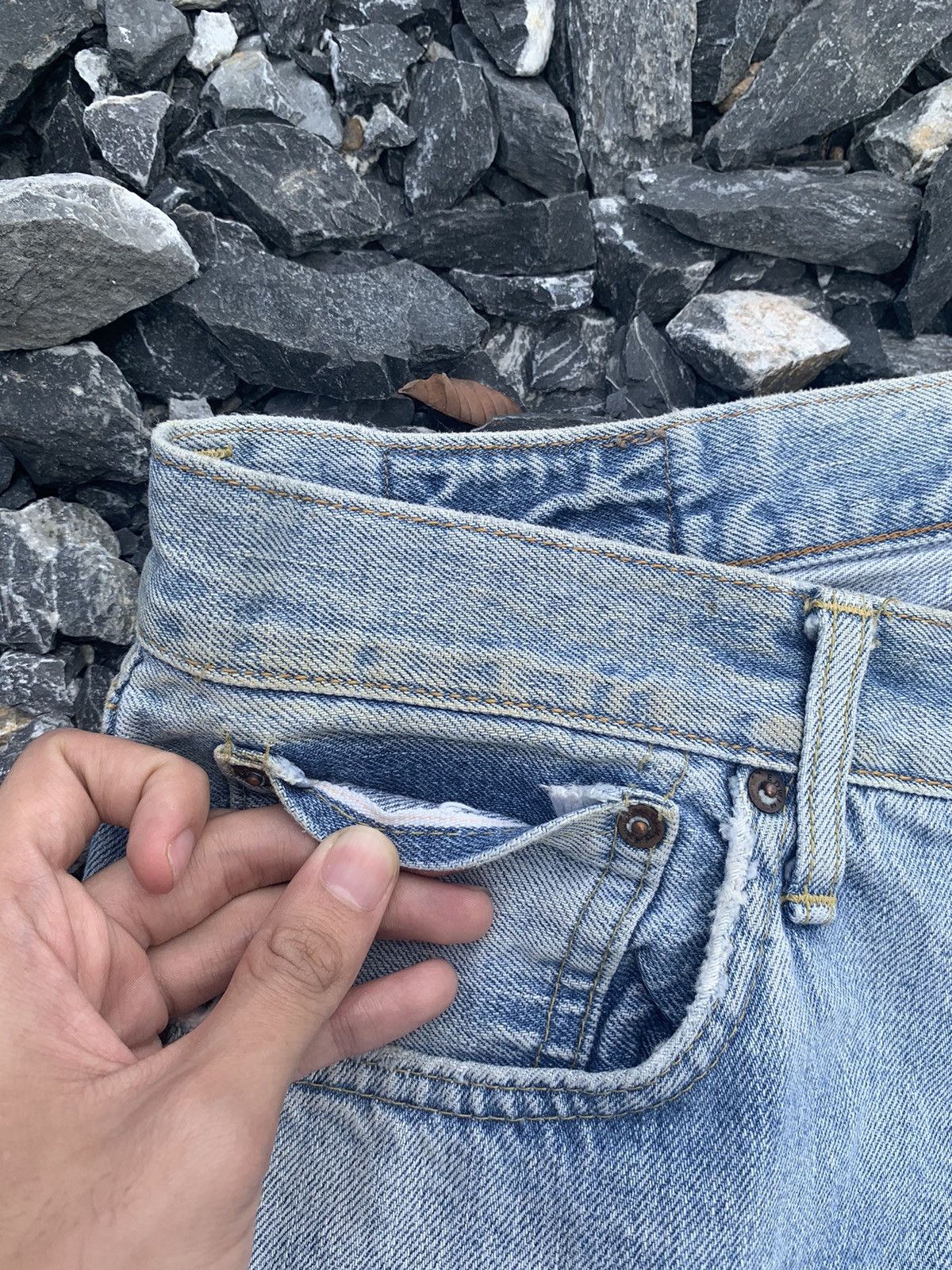 Edwin × Kapital × Vintage VINTAGE EDWIN 505X SELVEDGE BAGGY FADED DISTRESSED DENIM Size US 31 - 12 Thumbnail