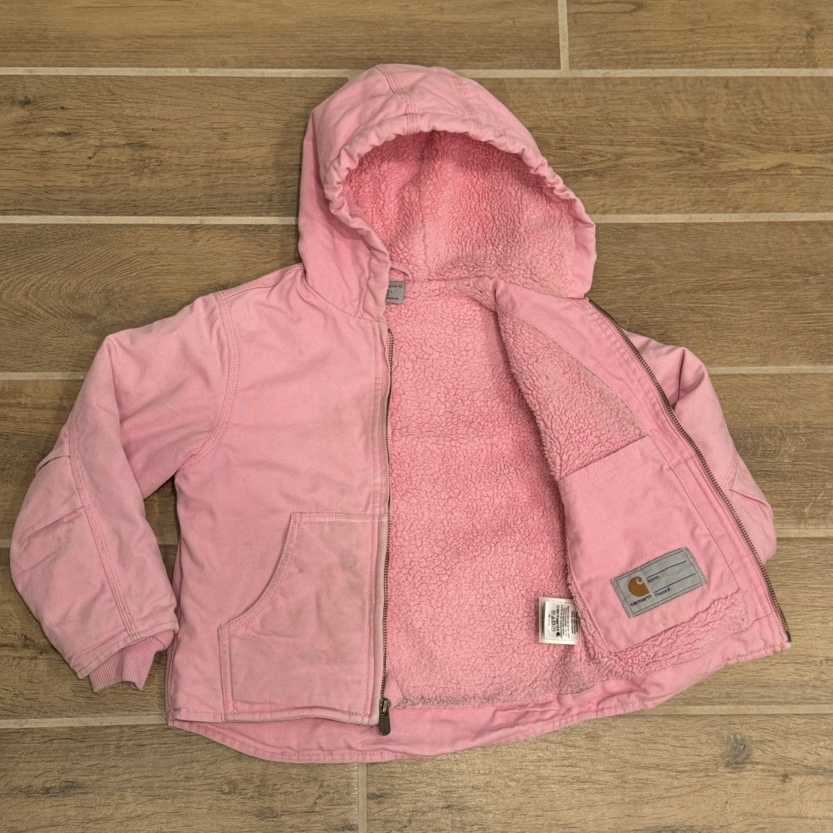 Carhartt × Carhartt Wip × Vintage Pink Carhartt Canvas Sherpa Lined Coat Jacket Youth XS (6) Size XXS / US 00 / IT 34 - 2 Thumbnail