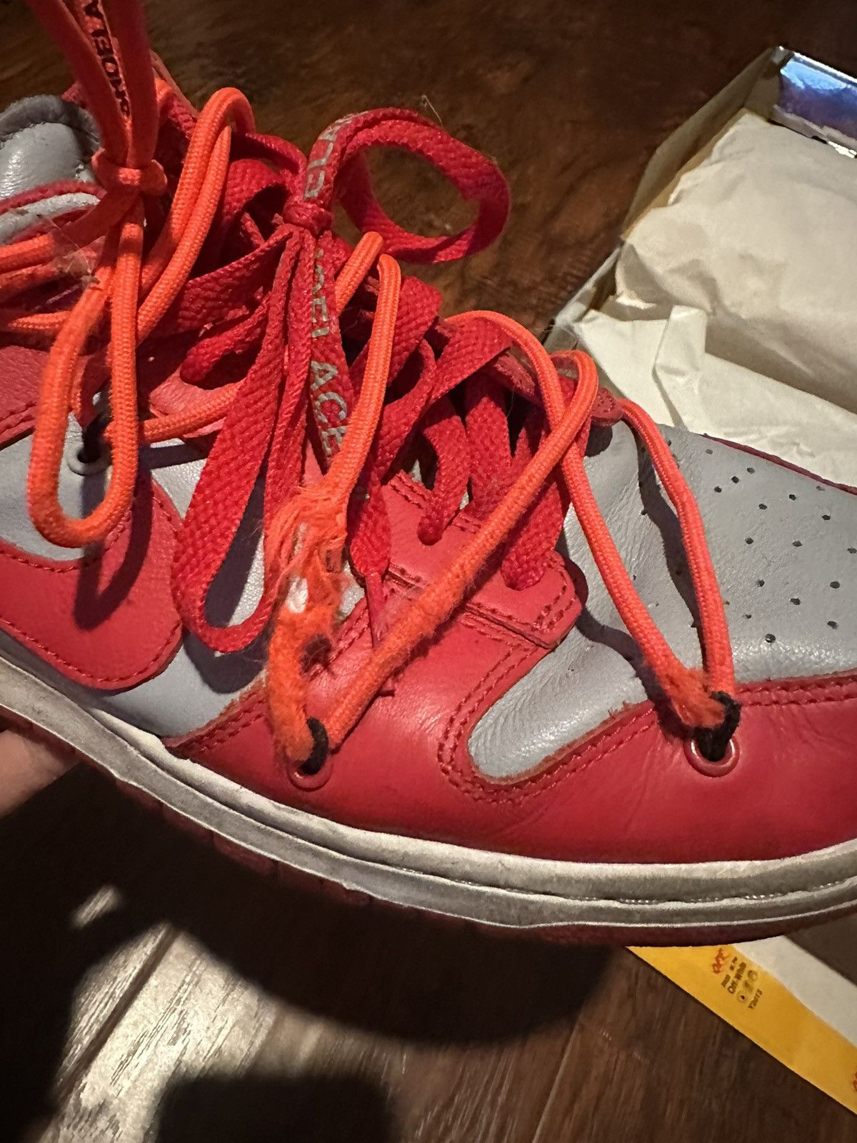 Nike NIKE DUNK LOW OFF-WHITEUNIVERSITY RED Size US 10 / EU 43 - 3 Thumbnail
