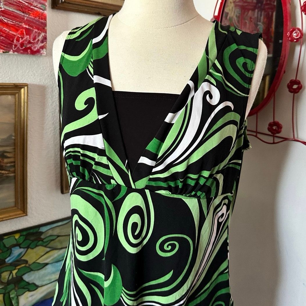 Other jkla green black white swirl layered tank top Size M / US 6-8 / IT 42-44 - 2 Thumbnail