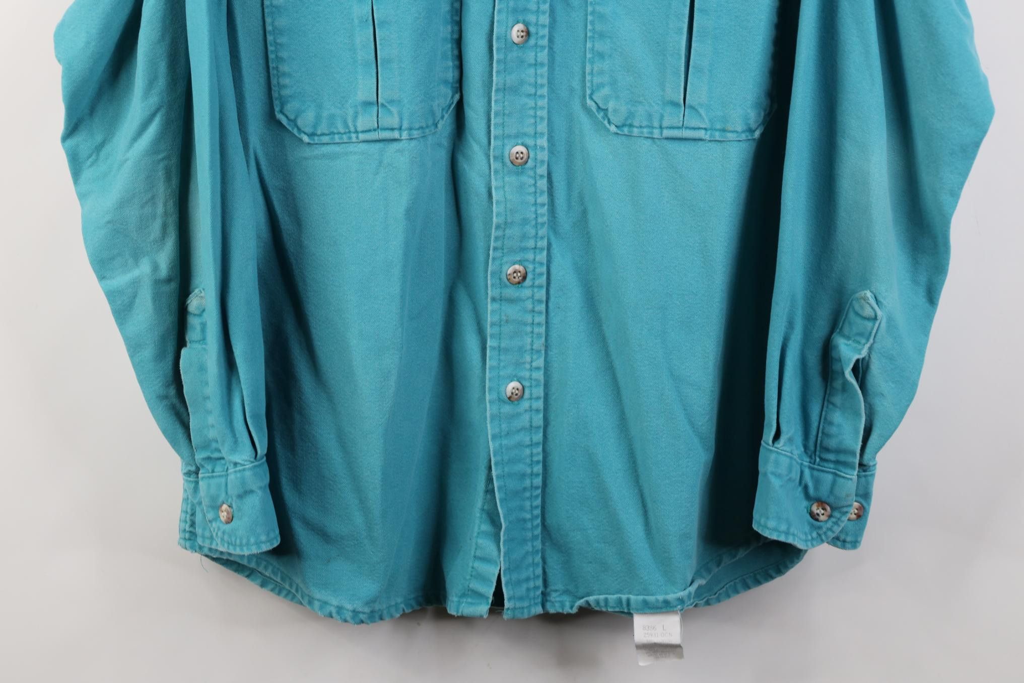 Cabelas Vintage 90s Cabelas Chamois Cloth Collared Button Shirt Teal Size US L / EU 52-54 / 3 - 3 Thumbnail
