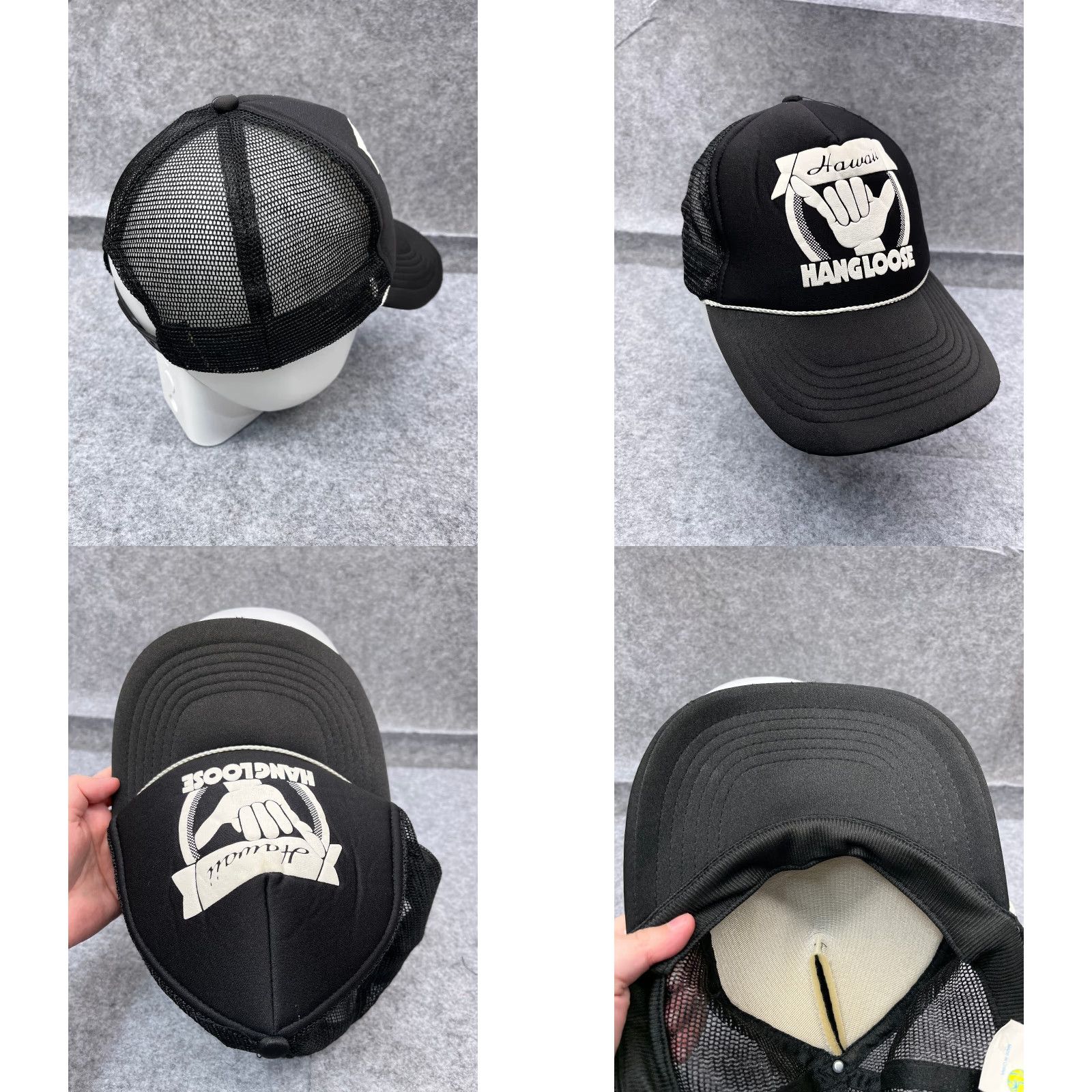 Vintage VINTAGE Hawaii Hangloose Shaka Hat Cap Strap Back Adult One Size Black Trucker Size ONE SIZE - 8 Thumbnail