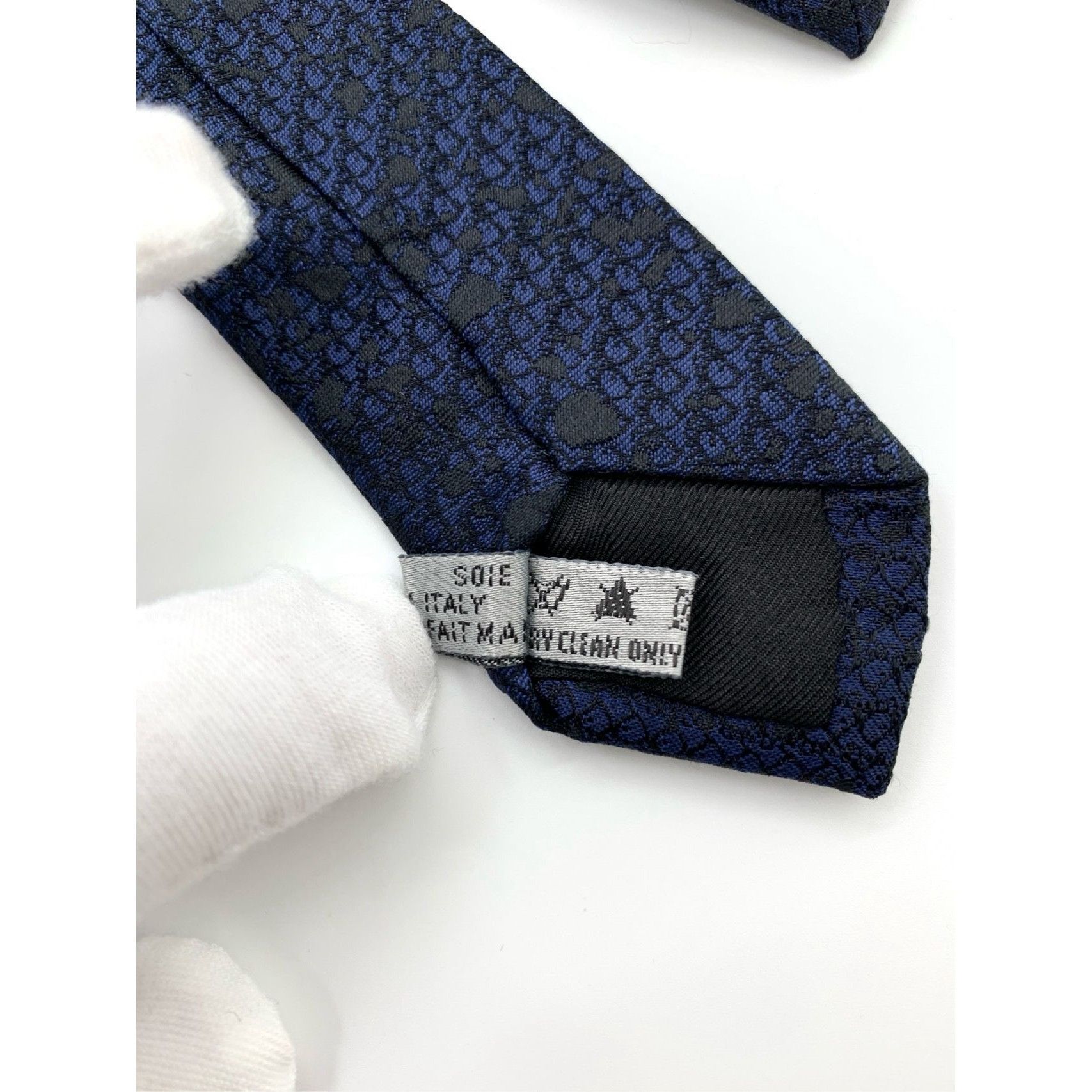 Dior Dior Navy Blue Patterned Silk Tie 153cm Size ONE SIZE - 9 Thumbnail